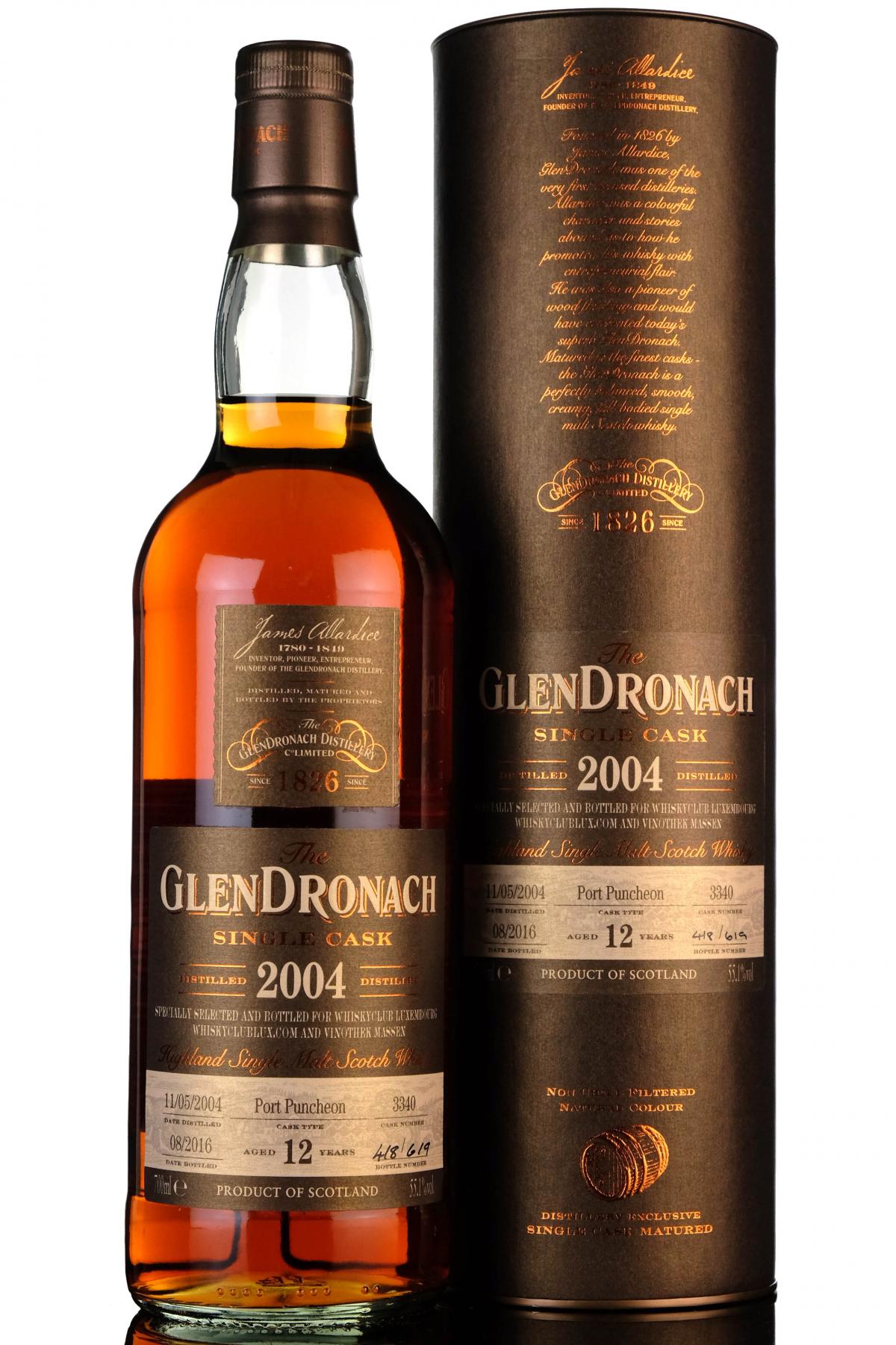 Glendronach 20042016 12 Year Old Single Cask 3340 Whisky Club