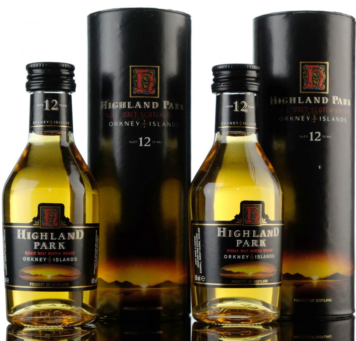 2 x Highland Park 12 Year Old Miniatures
