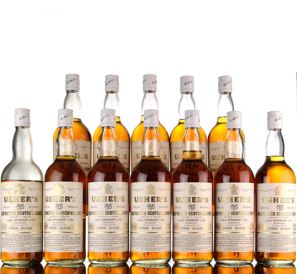 12 x Ushers Old Vatted Scotch Whisky - Full Case - 1970s