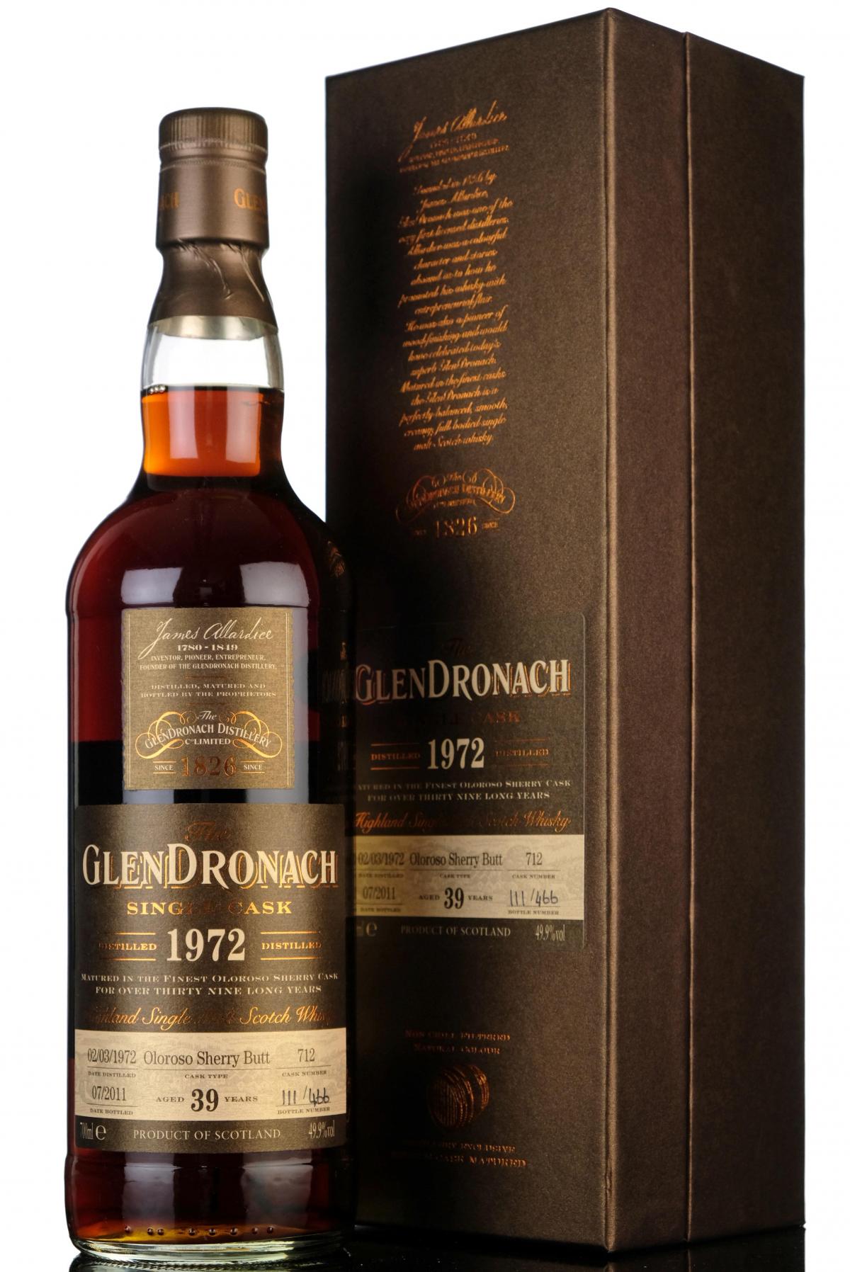 Glendronach 1972-2011 - 39 Year Old - Single Cask 712 - Batch 4