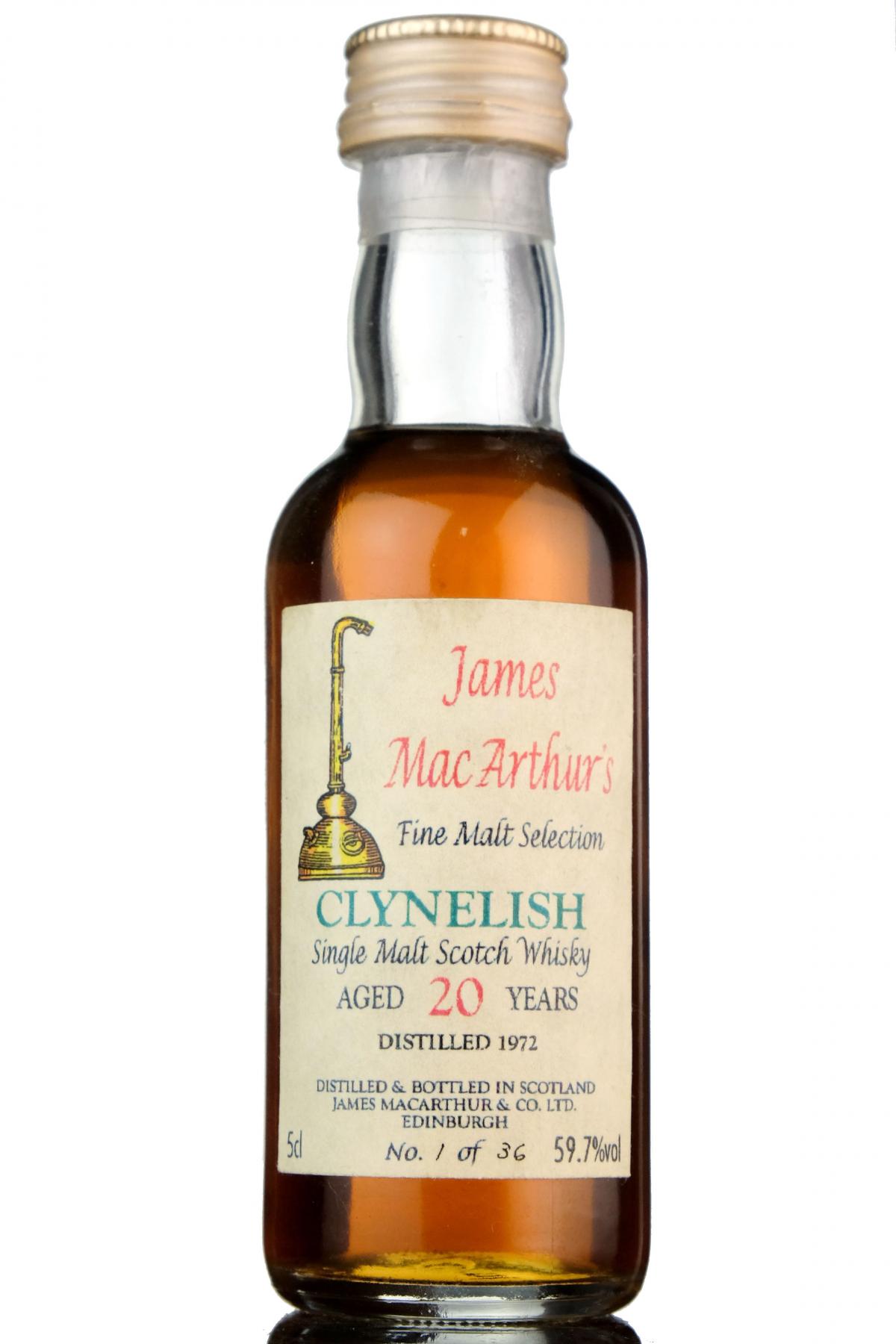 Clynelsih 1972 - 20 Year Old - James MacArthur - Fine Malt Selection Miniature - No.1