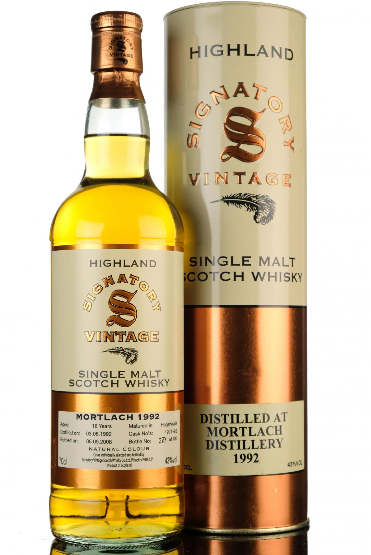 Mortlach 1992-2008 - 16 Year Old - Signatory Vintage