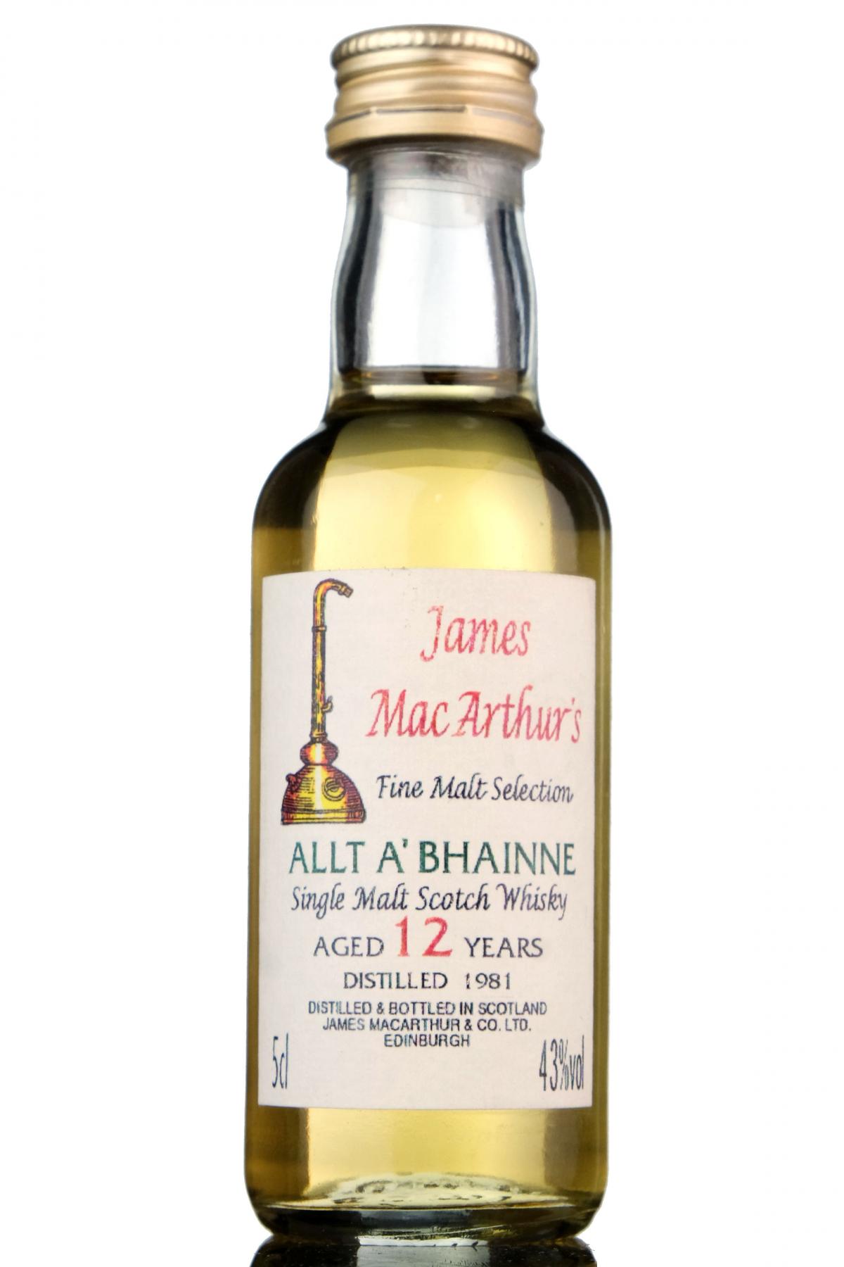 Allt-A-Bhainne 1981 - 12 Year Old - James MacArthur - Fine Malt Selection Miniature