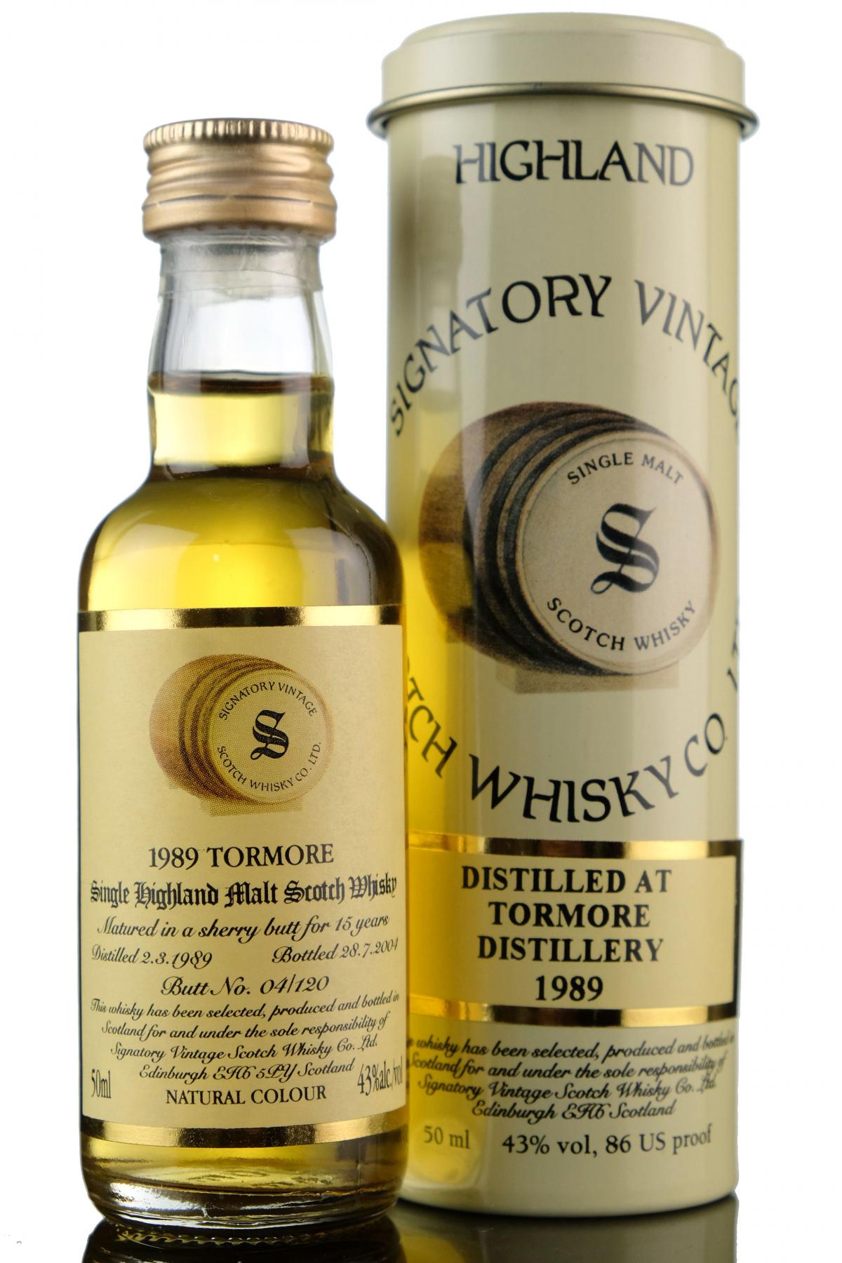 Tormore 1989-2004 - 15 Year Old - Signatory Vintage Miniature