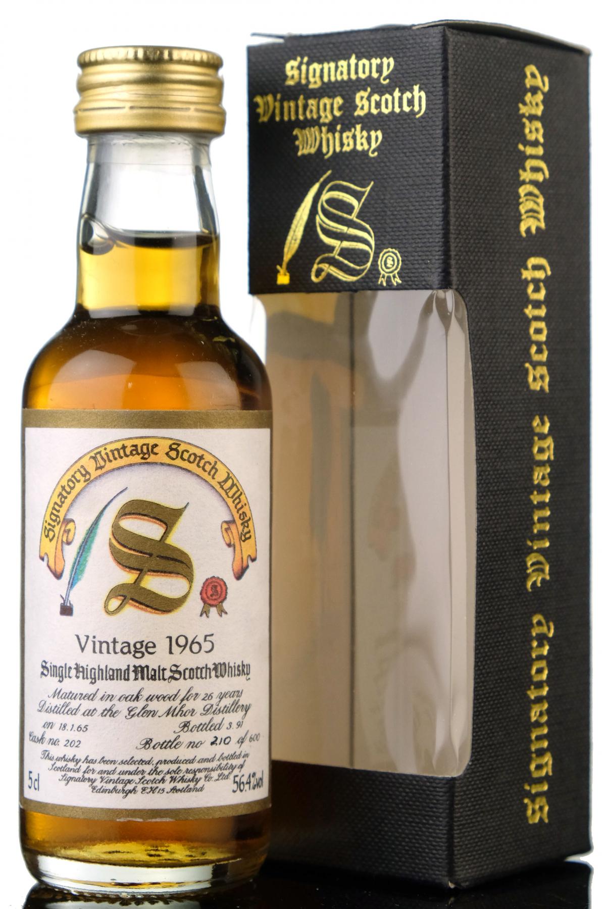 Glen Mhor 1965-1991 - 26 Year Old - Signatory Vintage Miniature