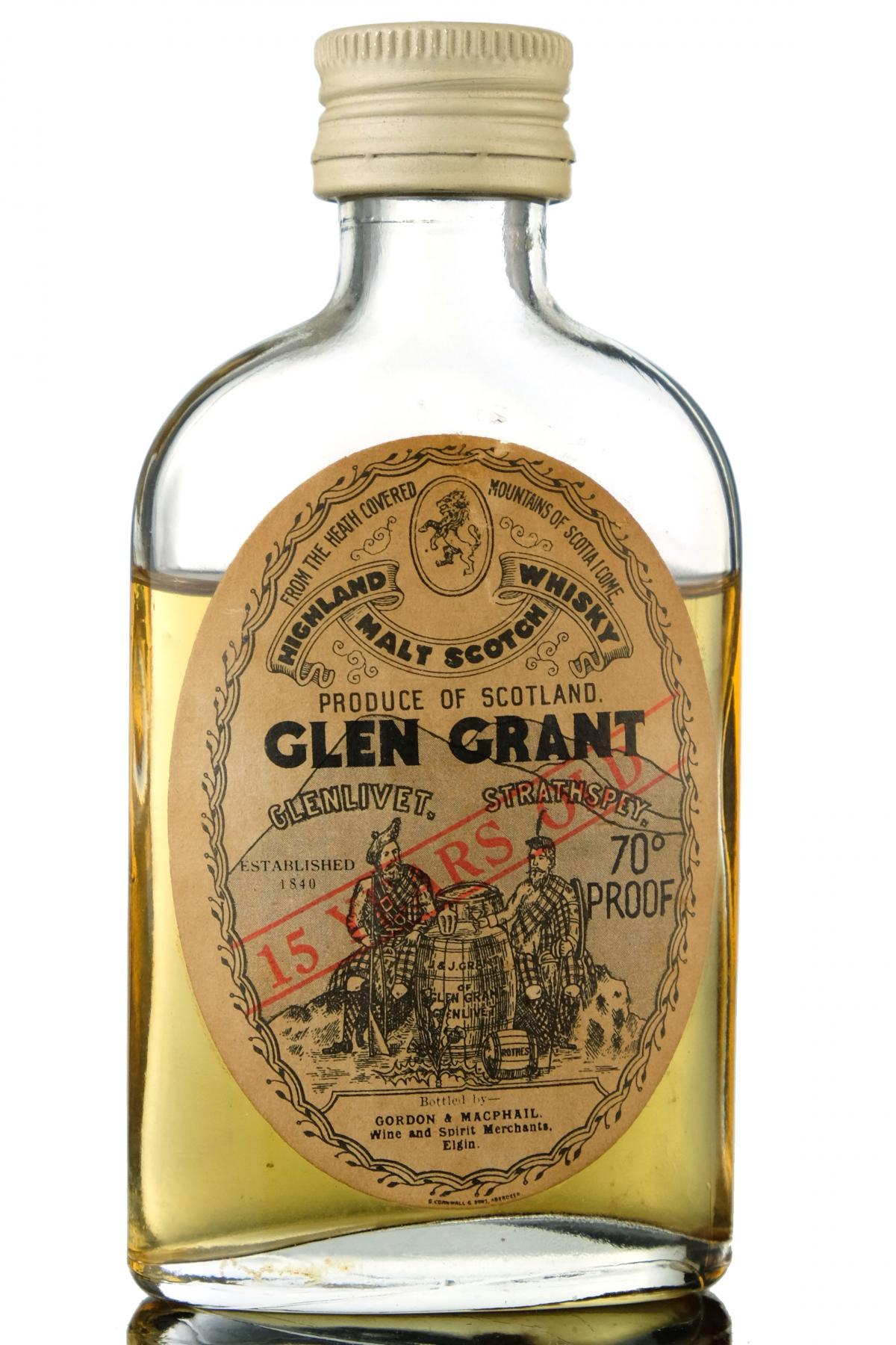 Glen Grant 15 Year Old - 70 Proof - Gordon & MacPhail Miniature
