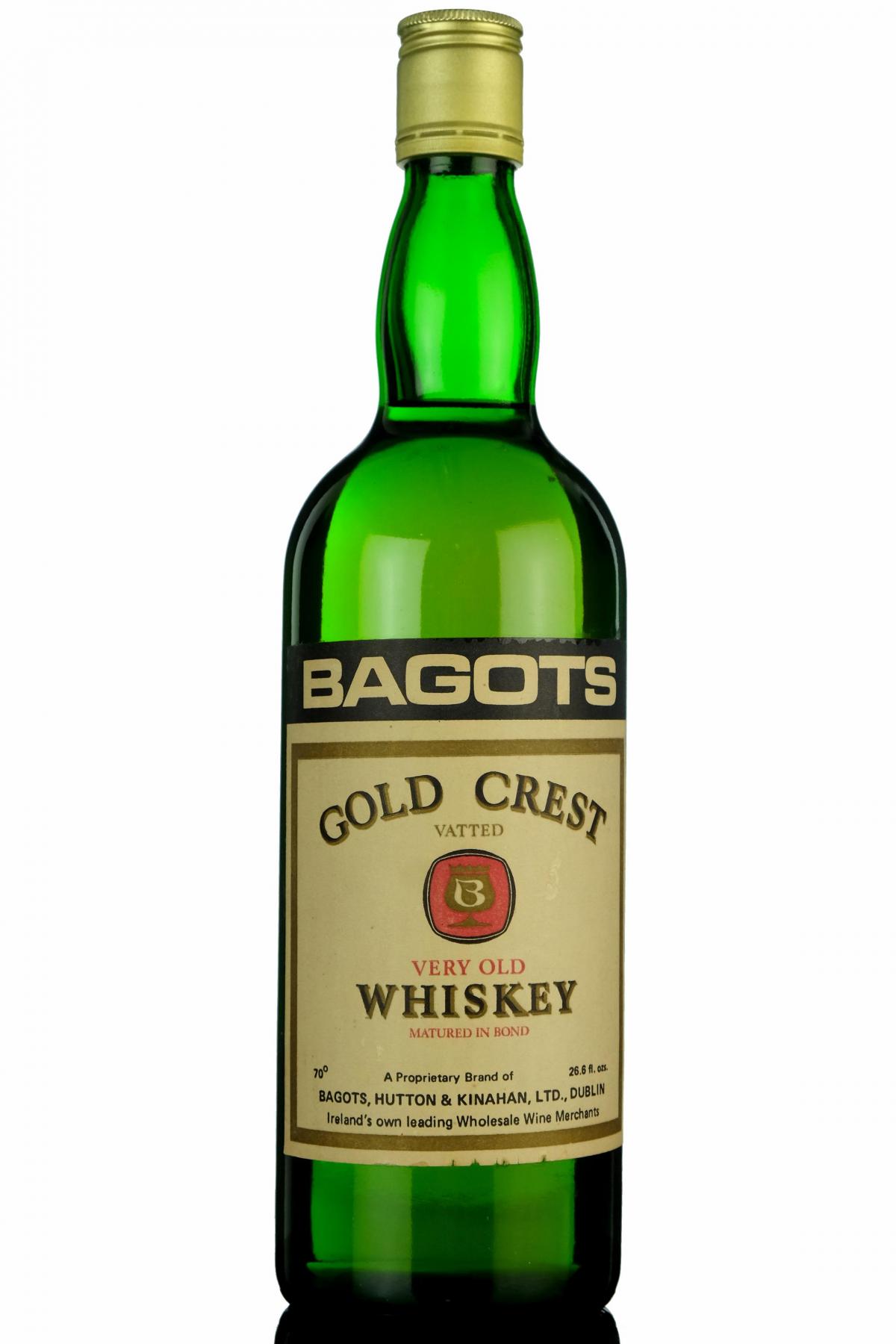 Bagots Gold Crest - Irish Whiskey - 1970s