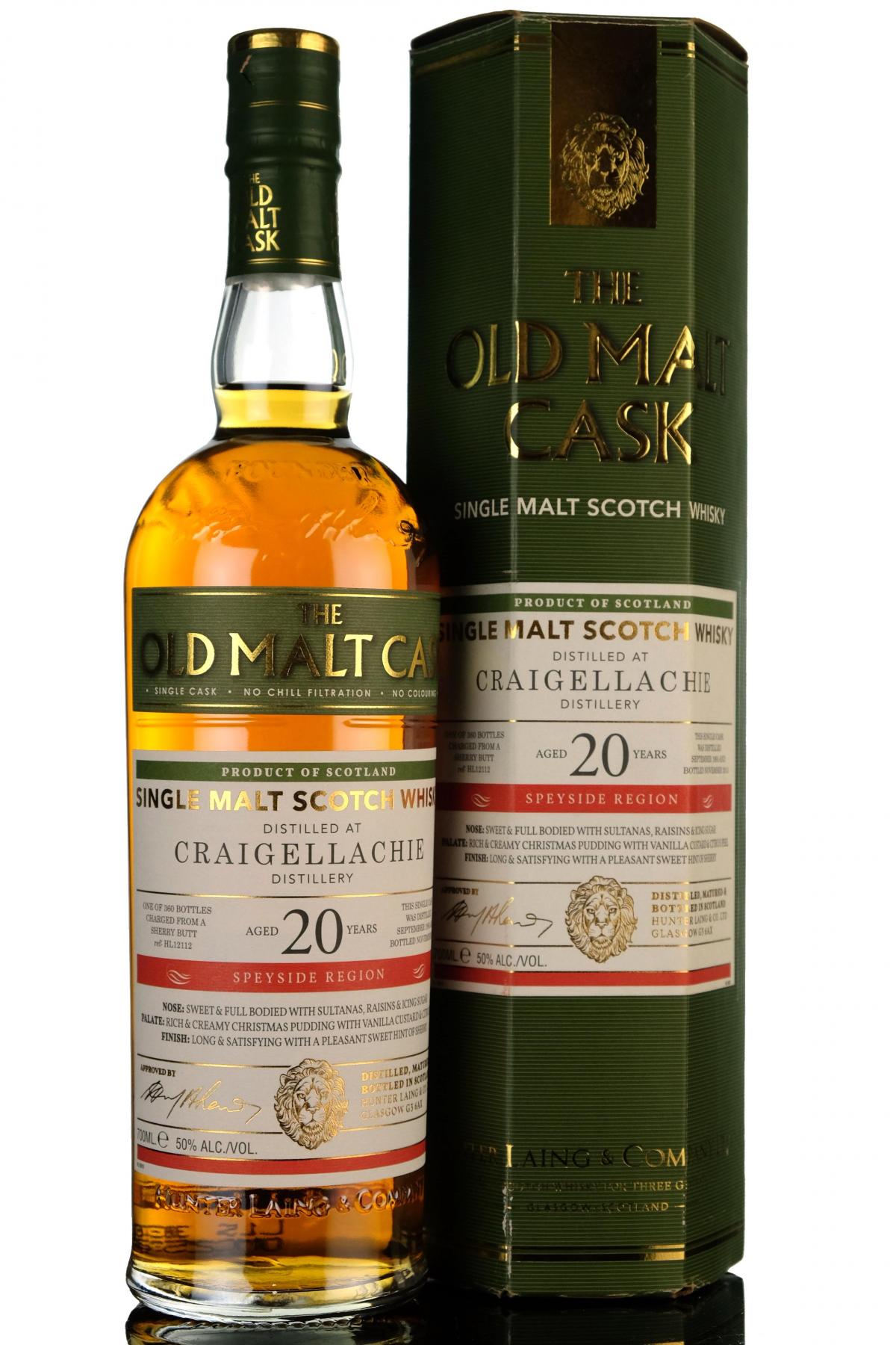 Craigellachie 1995-2015 - 20 Year Old - Hunter Laing - Old Malt Cask