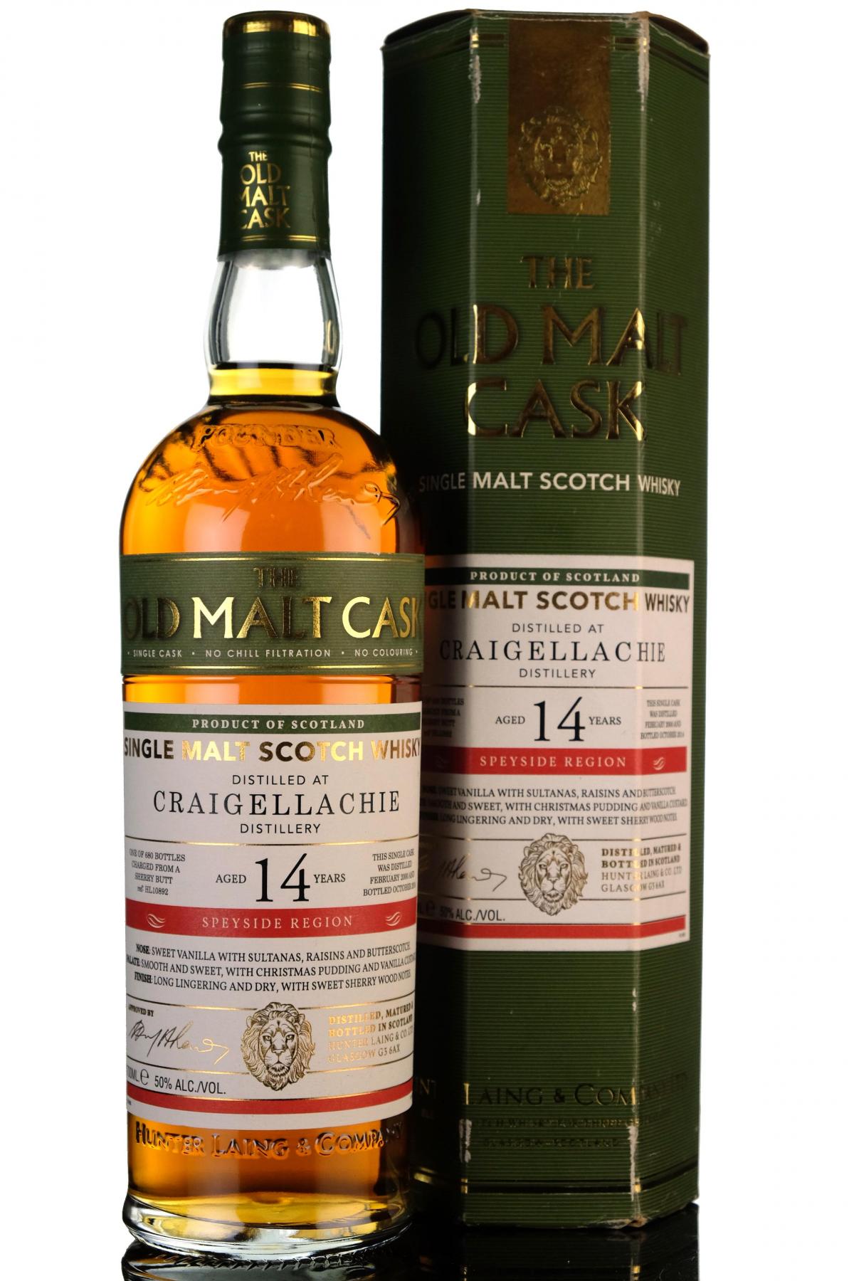 Craigellachie 2000-2014 - 14 Year Old - Hunter Laing - Old Malt Cask