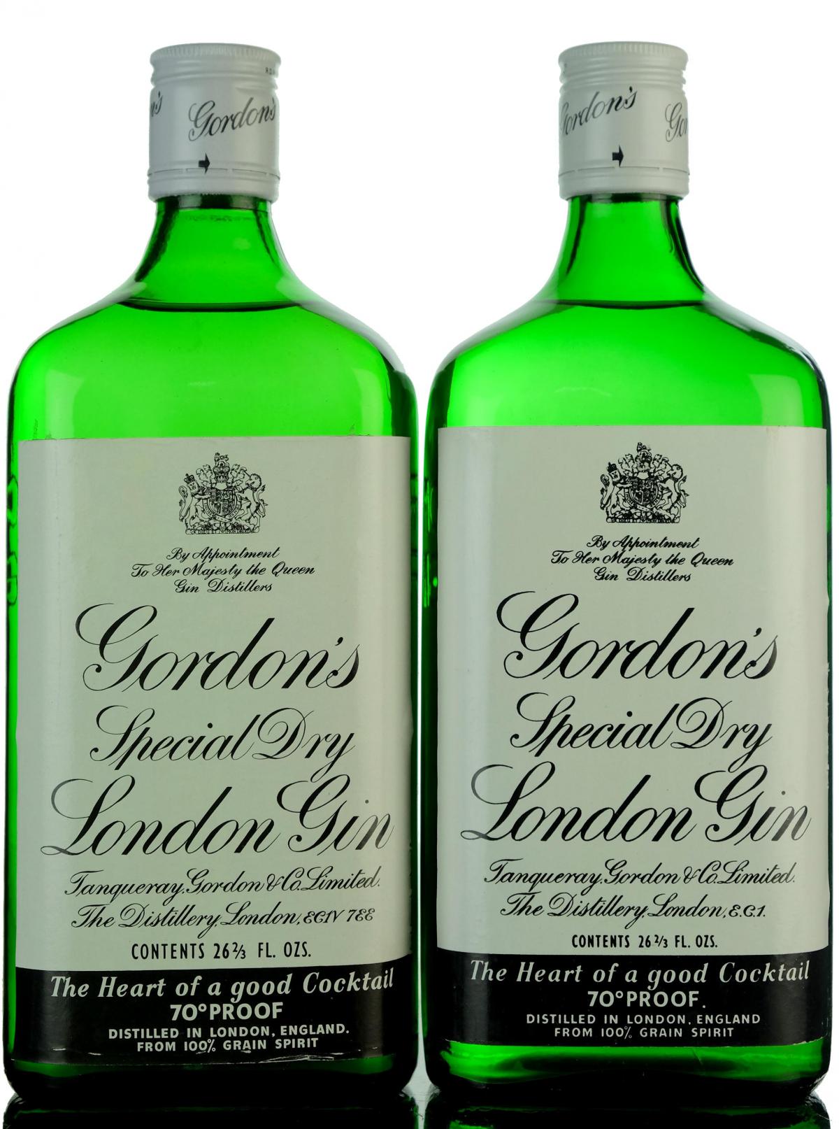 2 x Gordons Dry Gin - 1970s