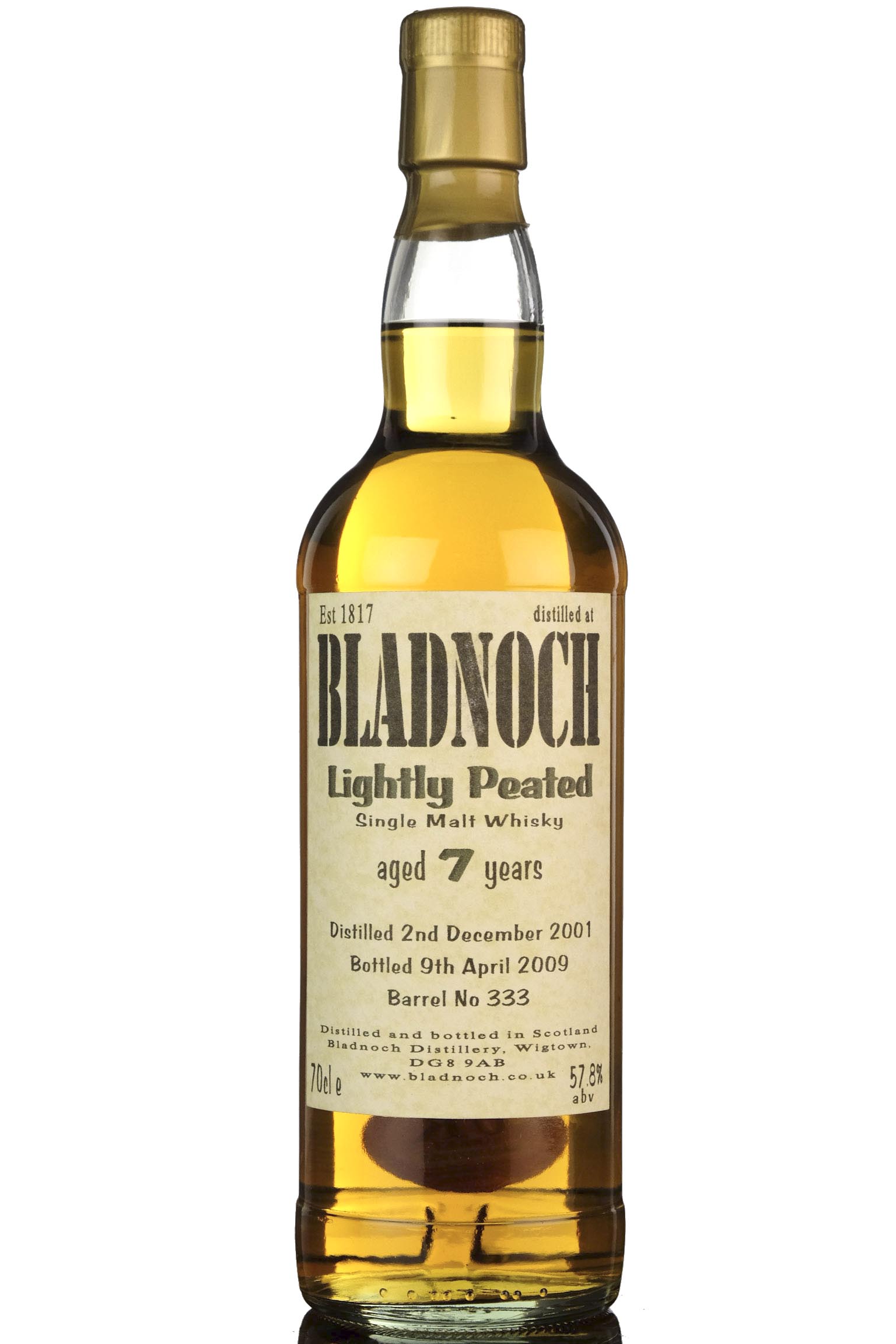 Bladnoch 2001-2009 - 7 Year Old - Lightly Peated - Single Cask 333