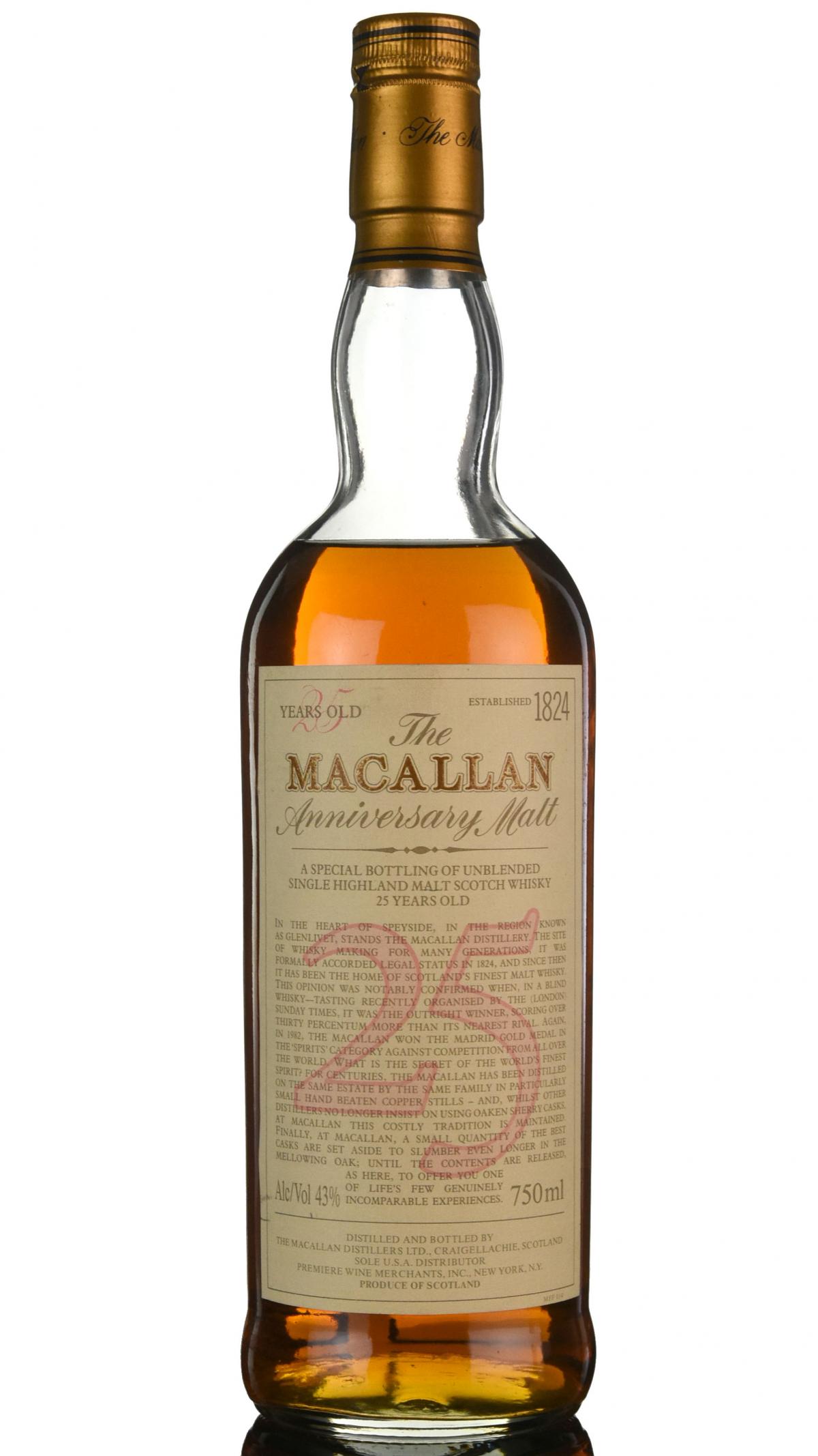 Macallan 25 Year Old Anniversary Malt