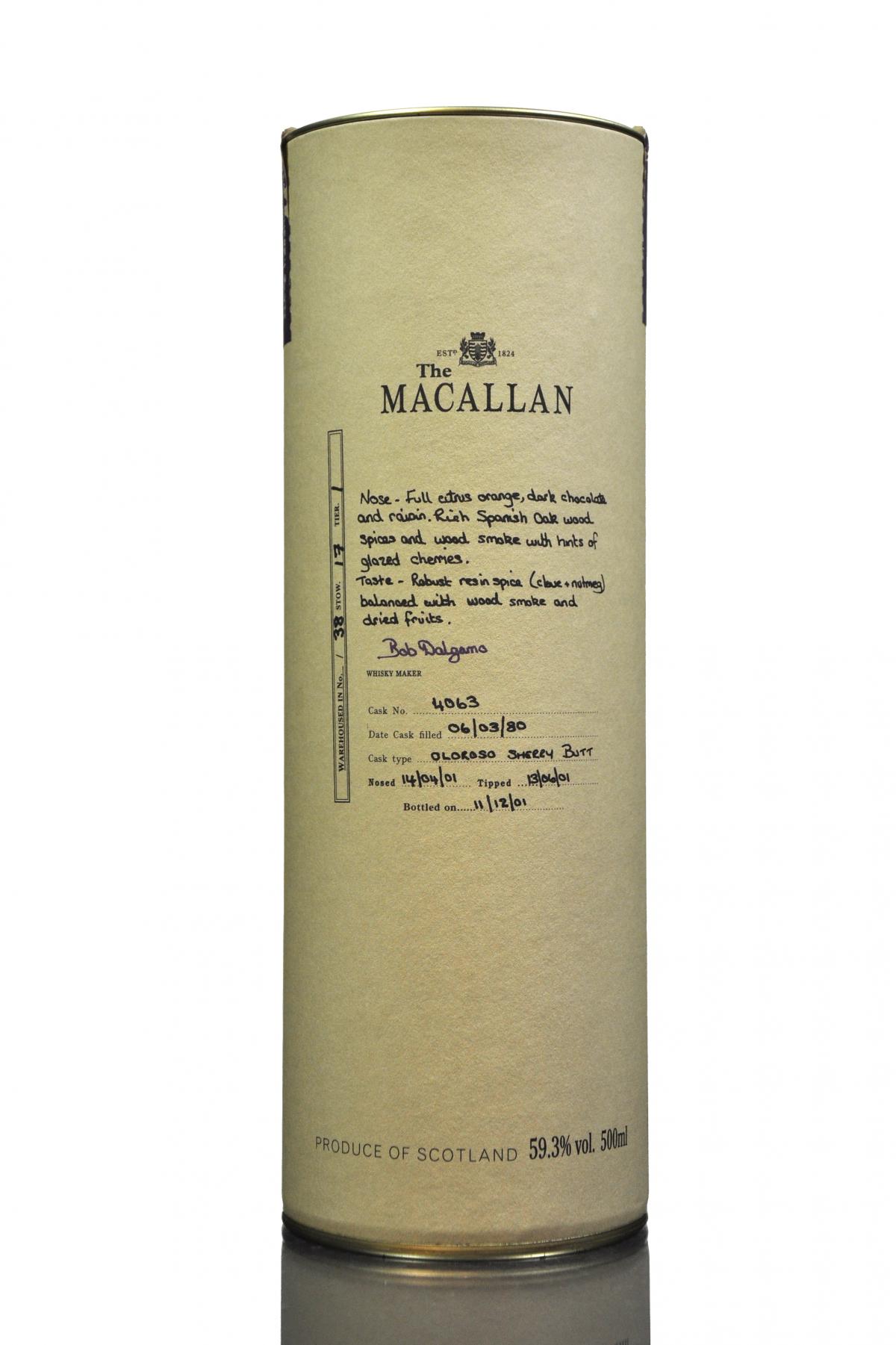 Macallan 1980-2001 - Exceptional Cask 4063