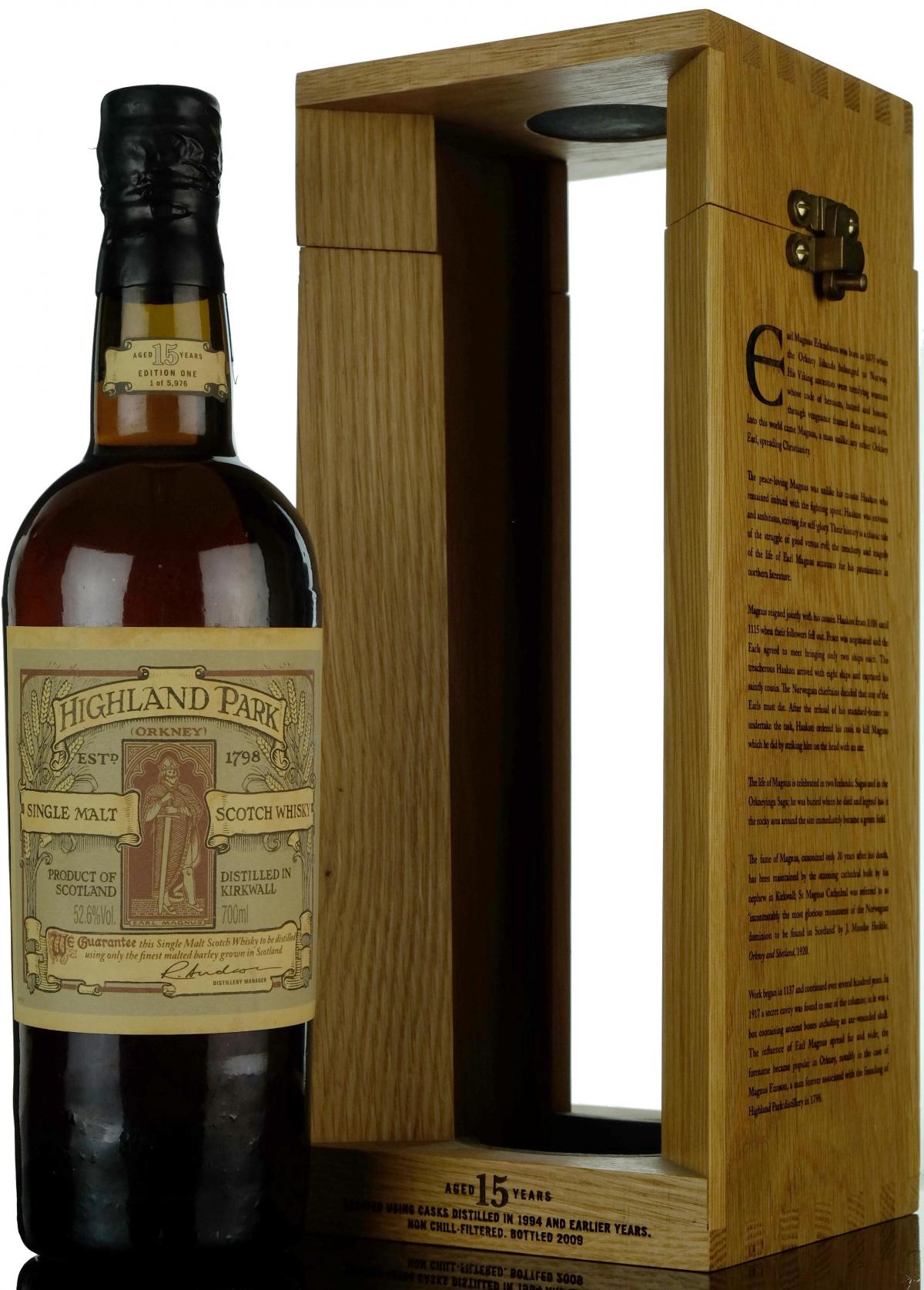Highland Park 15 Year Old - Earl Magnus - First Edition