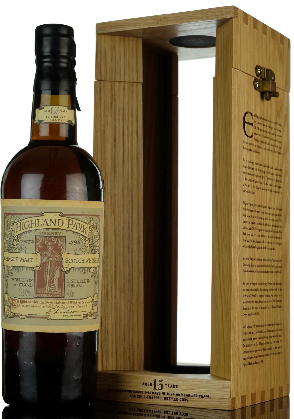Highland Park 15 Year Old - Earl Magnus - First Edition