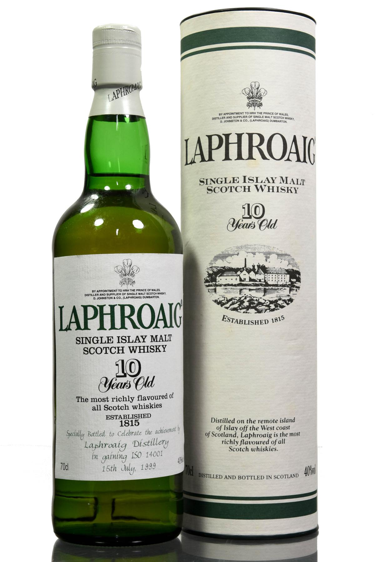Laphroaig 10 Year Old - Celebrating The Achievement ISO 14001 1999