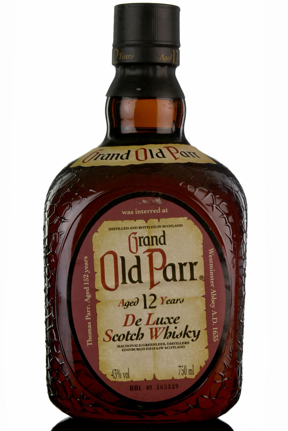 Grand Old Parr 12 Year Old - De Luxe - 1980s