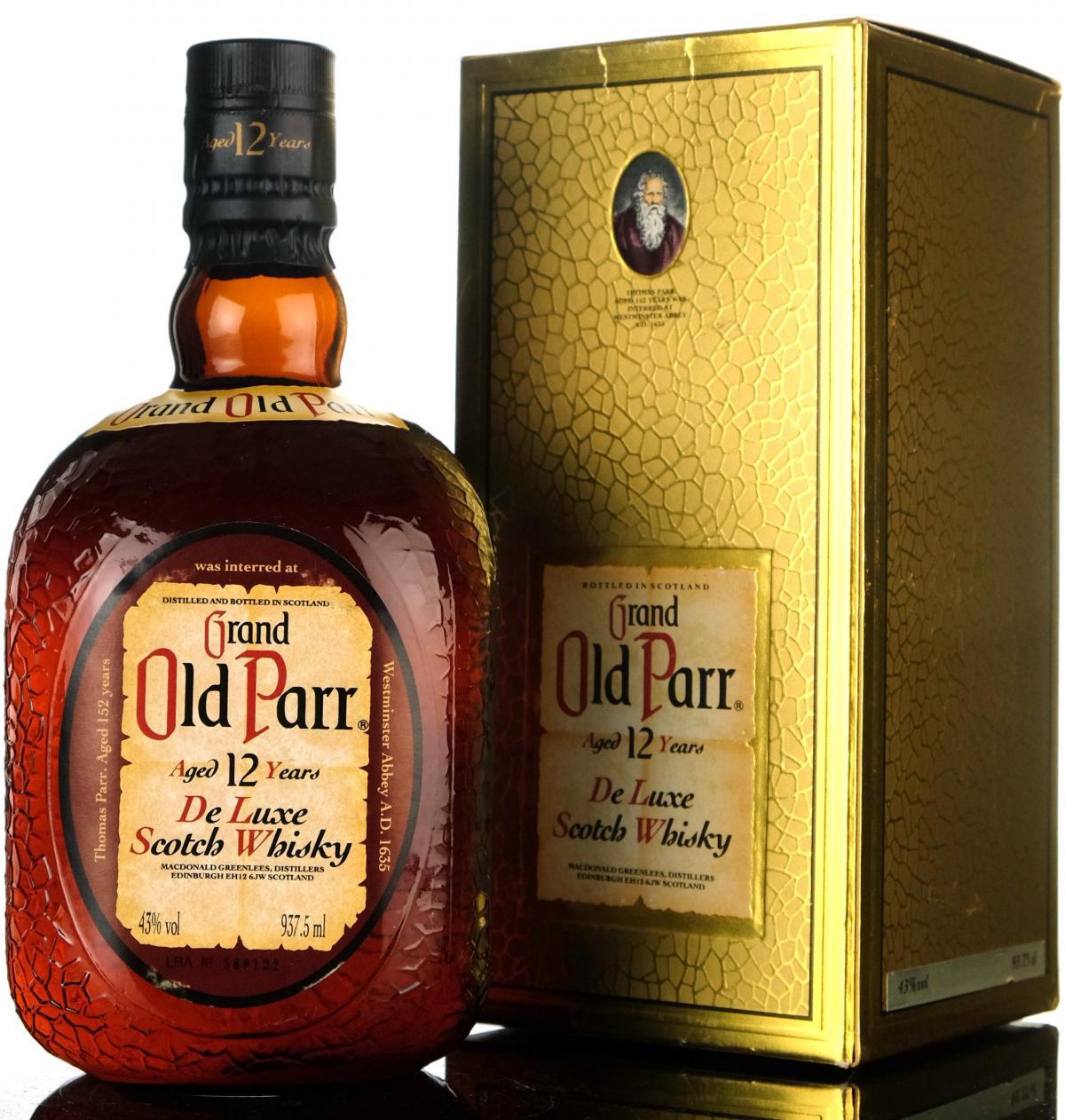 Grand Old Parr 12 Year Old - De Luxe - 1990s - 937.5ml