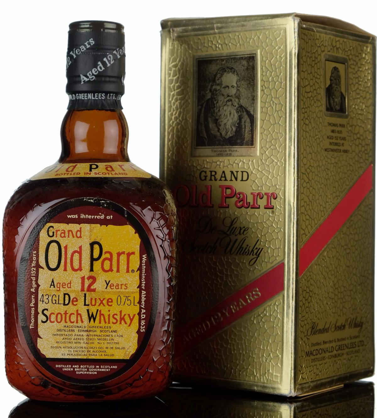 Grand Old Parr 12 Year Old - De Luxe - 1980s
