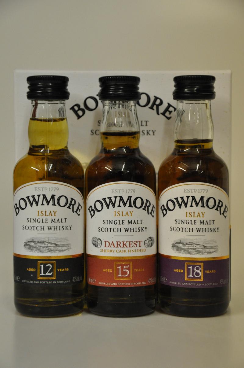 Bowmore Miniature Box Set - 12 - 15 - 18 Year Old