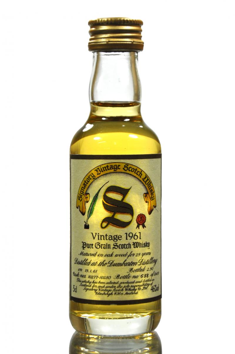Dumbarton 1961-1990 - 29 Year Old - Signatory Vintage - Casks 10277-10280 - Miniature