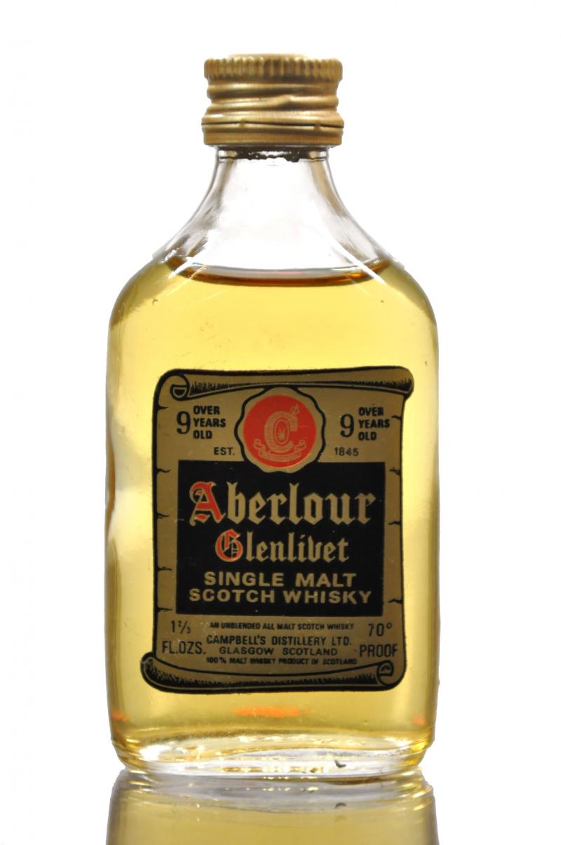 Aberlour-Glenlivet 9 Year Old - Flat Miniature - 1970s