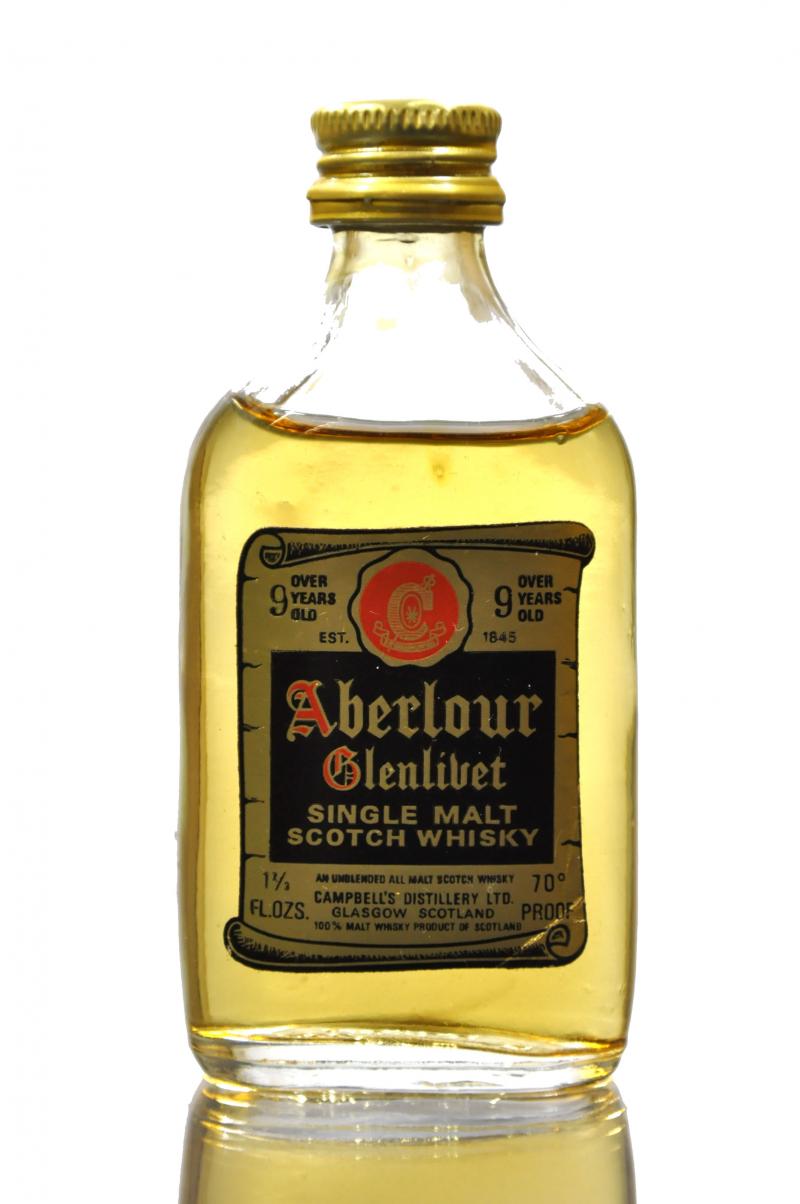 Aberlour-Glenlivet 9 Year Old - Flat Miniature - 1970s