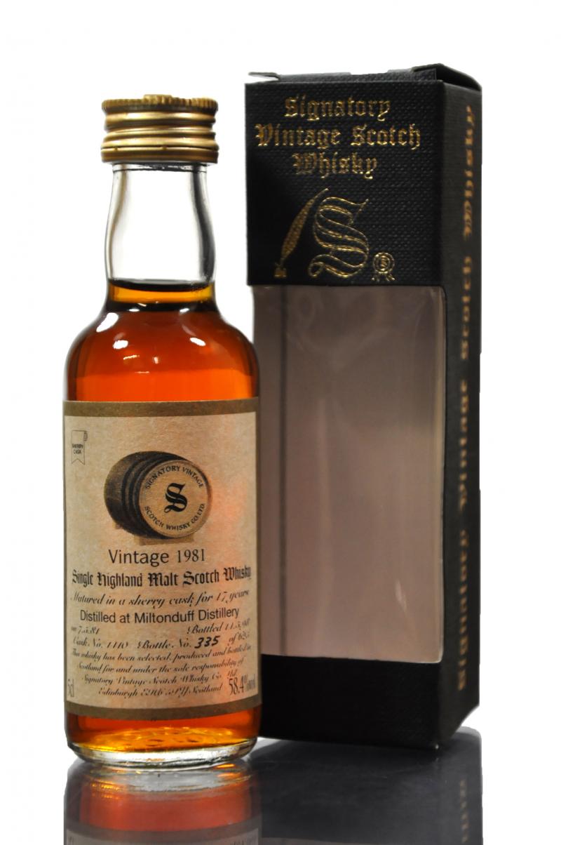 Miltonduff 1981-1998 - 17 Year Old - Signatory Vintage Miniature