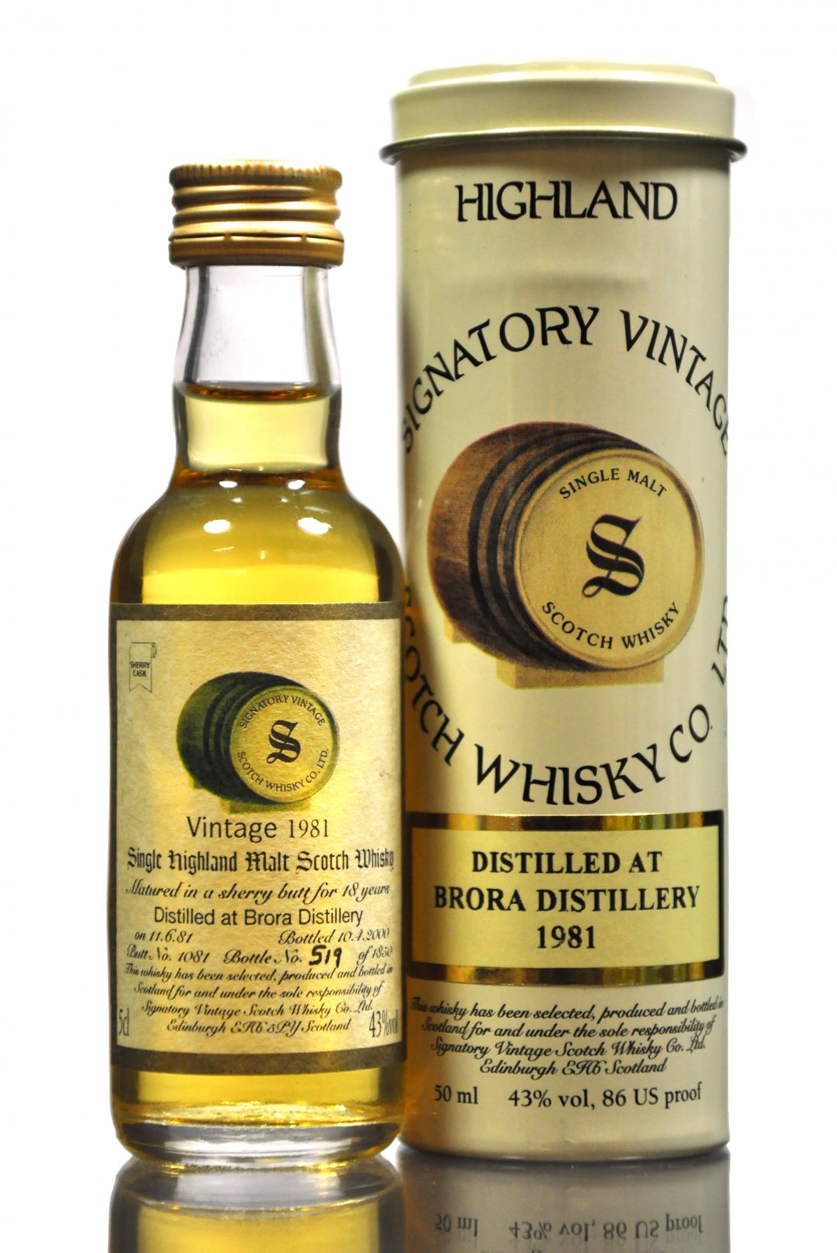 Brora 1981-2000 - 18 Year Old - Signatory Vintage Miniature