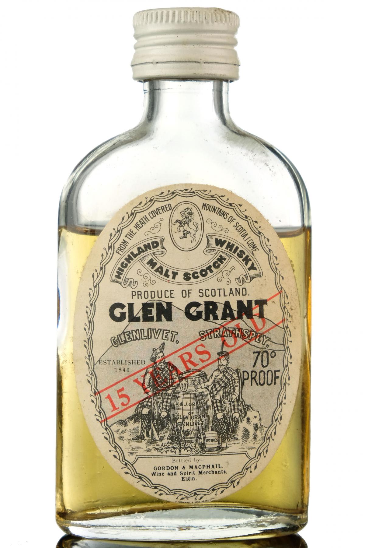 Glen Grant 15 Year Old - 70 Proof - Gordon & MacPhail Miniature