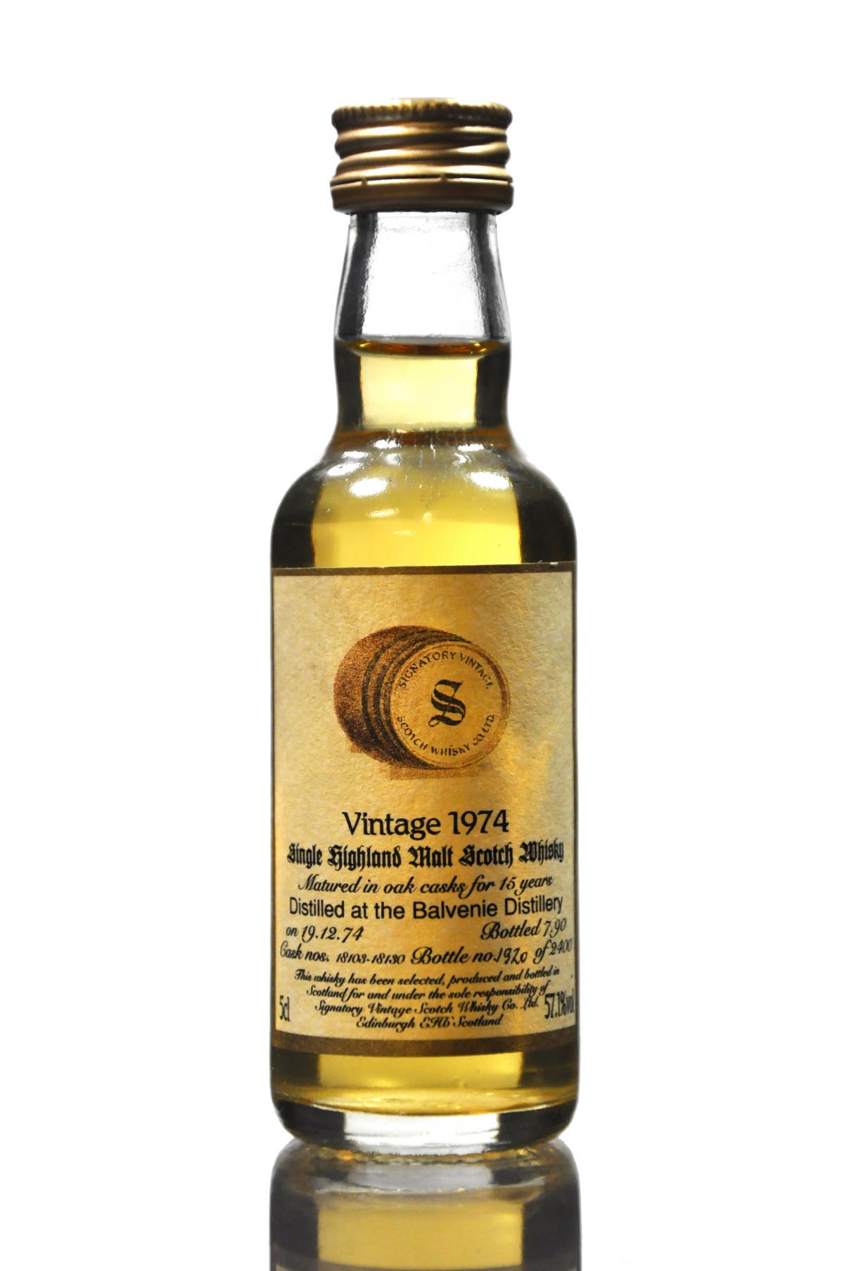 Balvenie 1974-1990 - 15 Year Old - Signatory Vintage - Casks 18103-18130 - 57.1% - Miniatu