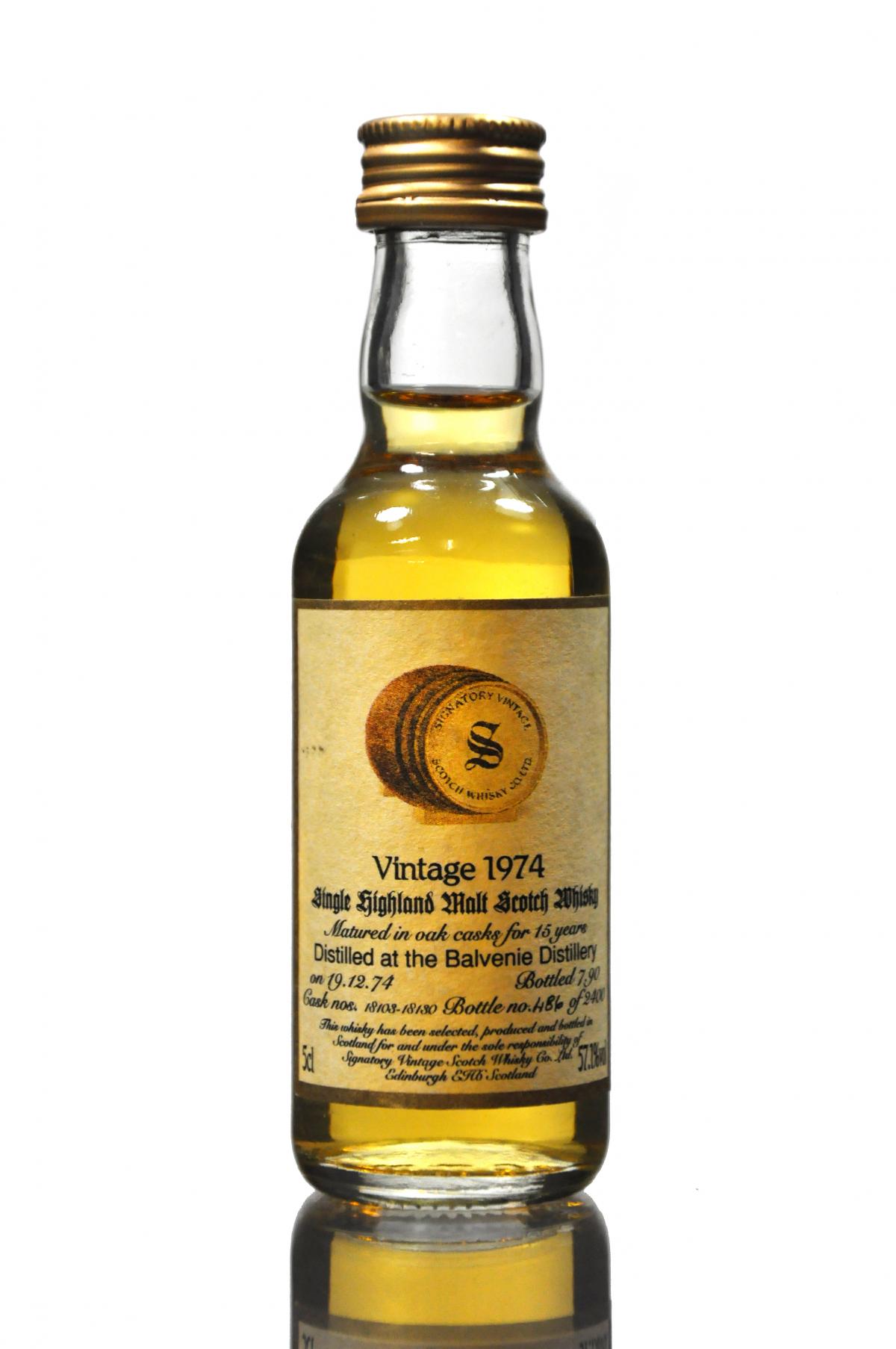 Balvenie 1974-1990 - 15 Year Old - Signatory Vintage - Casks 18103-18130 - 57.1% - Miniatu
