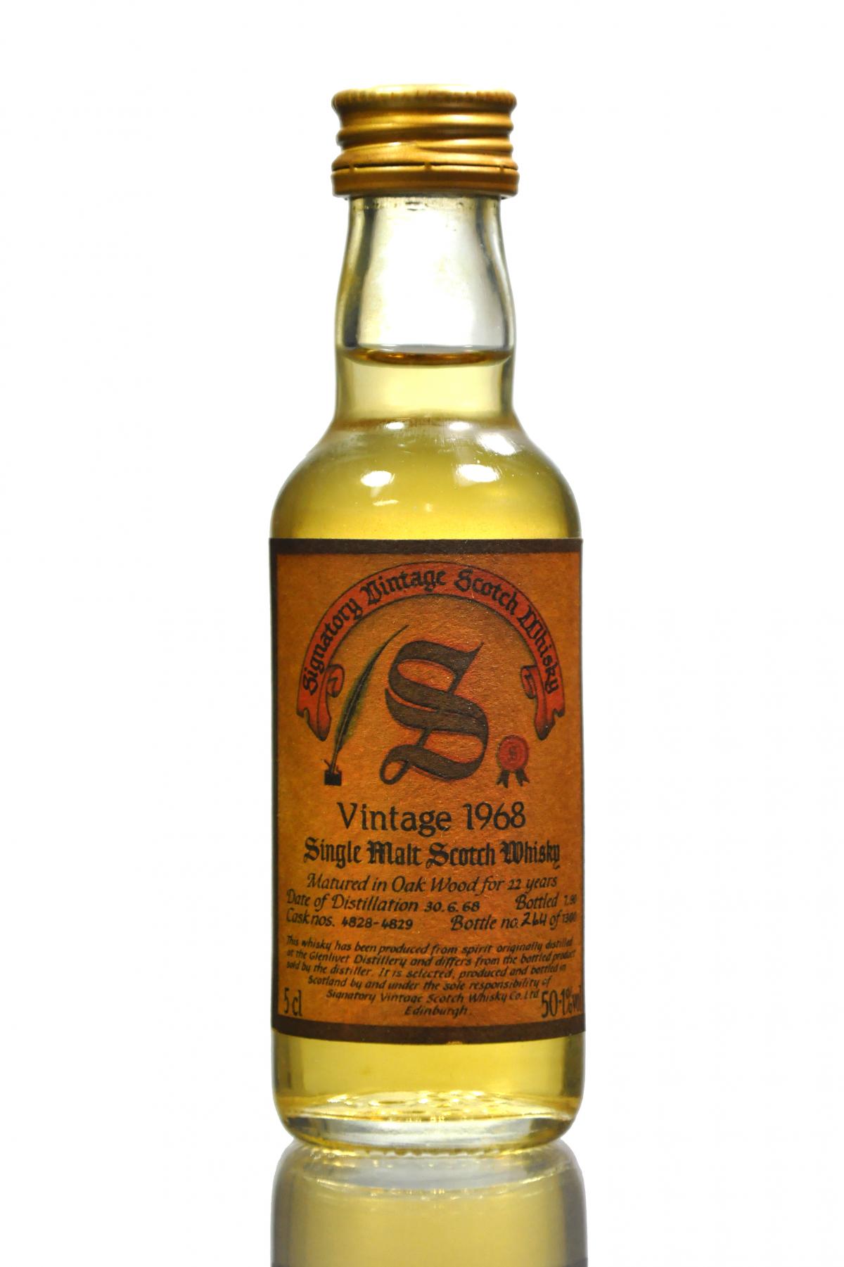 Glenlivet 1968-1990 - 22 Year Old - Signatory Vintage Miniature