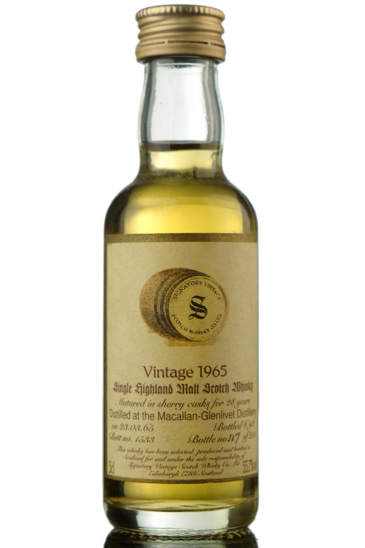Macallan-Glenlivet 1965-1993 - 28 Year Old - Signatory Vintage Miniature