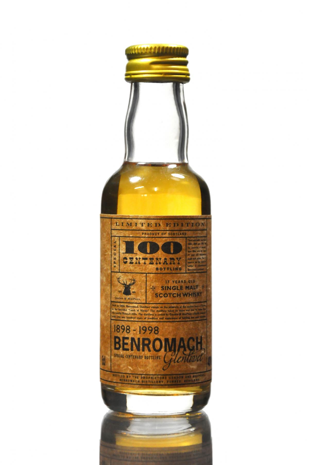 Benromach-Glenlivet Centenary Bottling 1898-1998 Miniature
