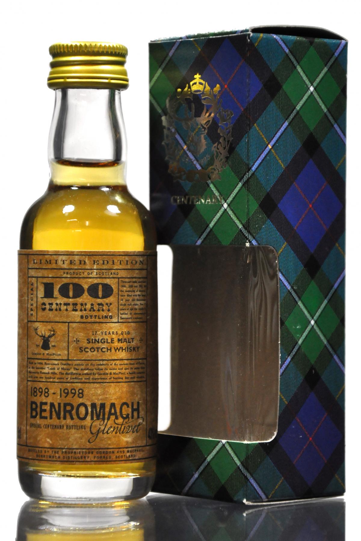 Benromach-Glenlivet Centenary Bottling 1898-1998 Miniature