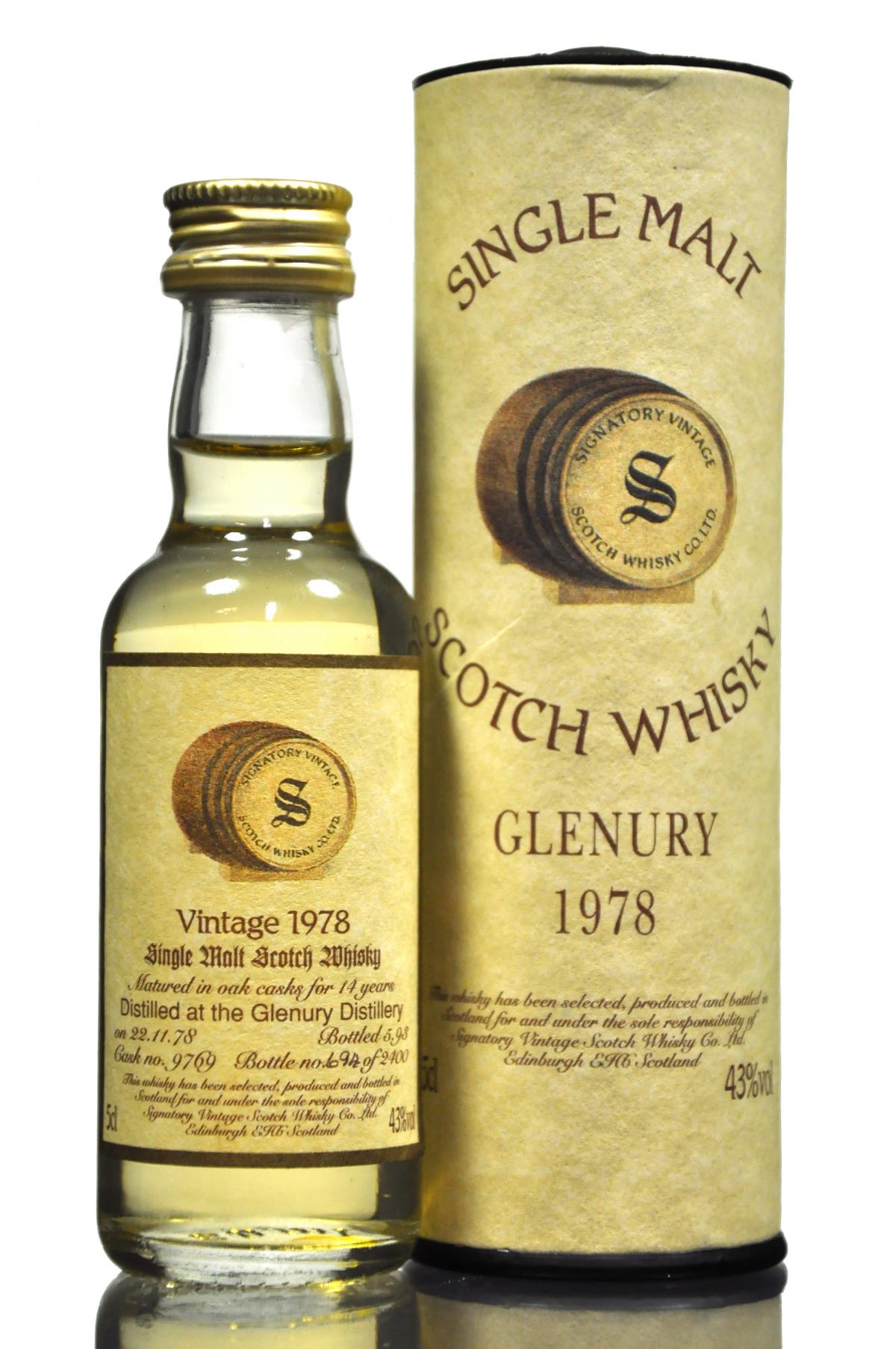 Glenury 1978-1993 - 14 Year Old - Signatory Vintage Miniature