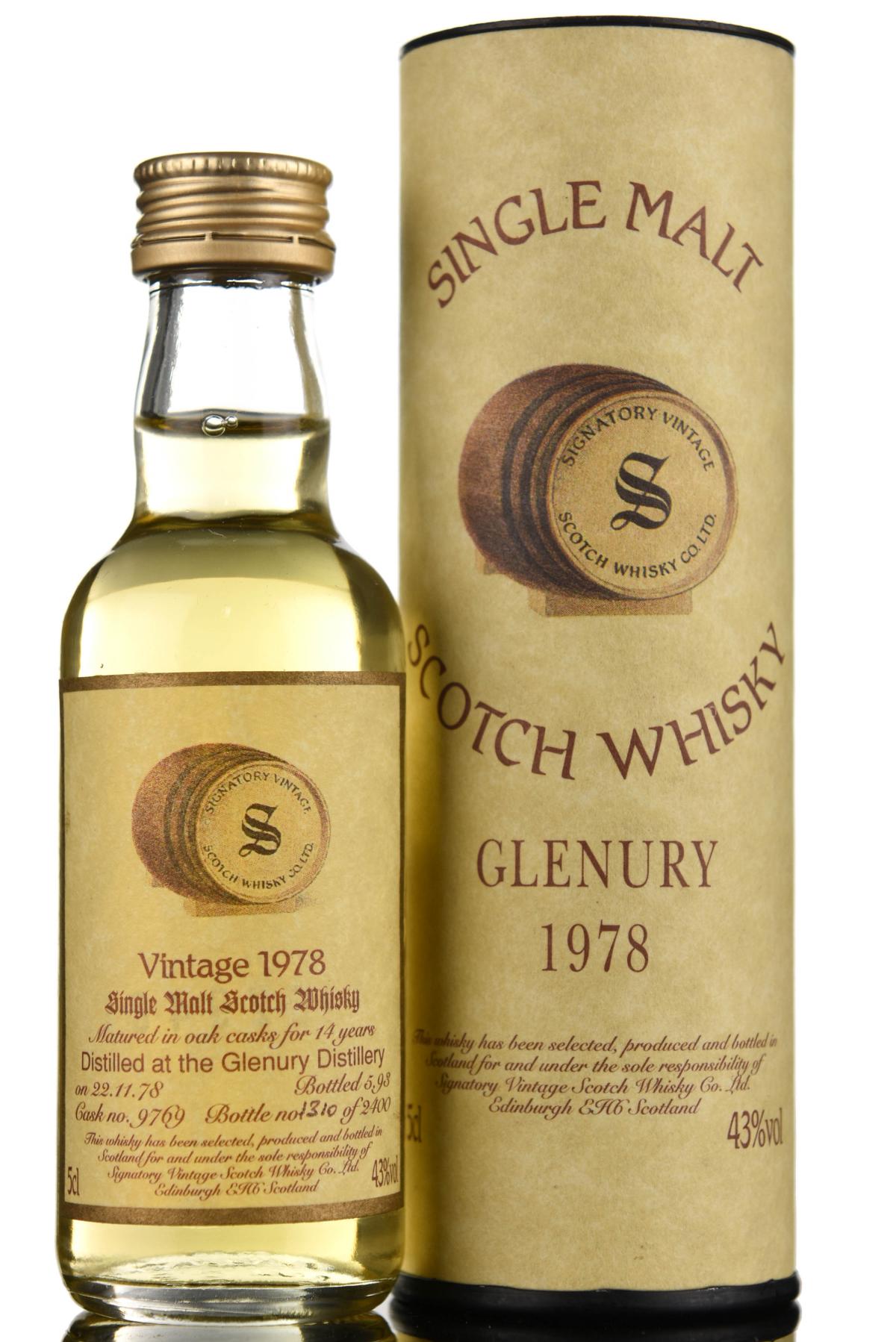 Glenury 1978-1993 - 14 Year Old - Signatory Vintage Miniature