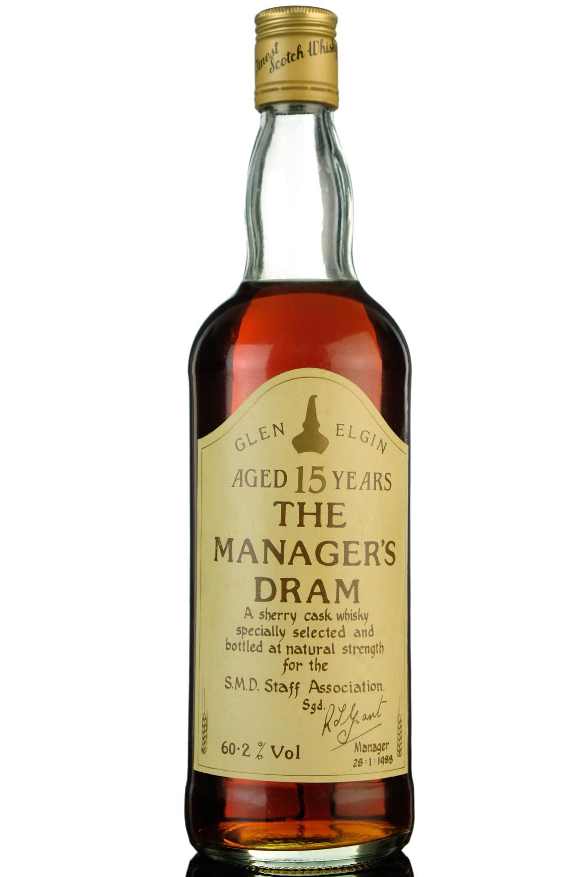 Glen Elgin 15 Year Old - Managers Dram 1988
