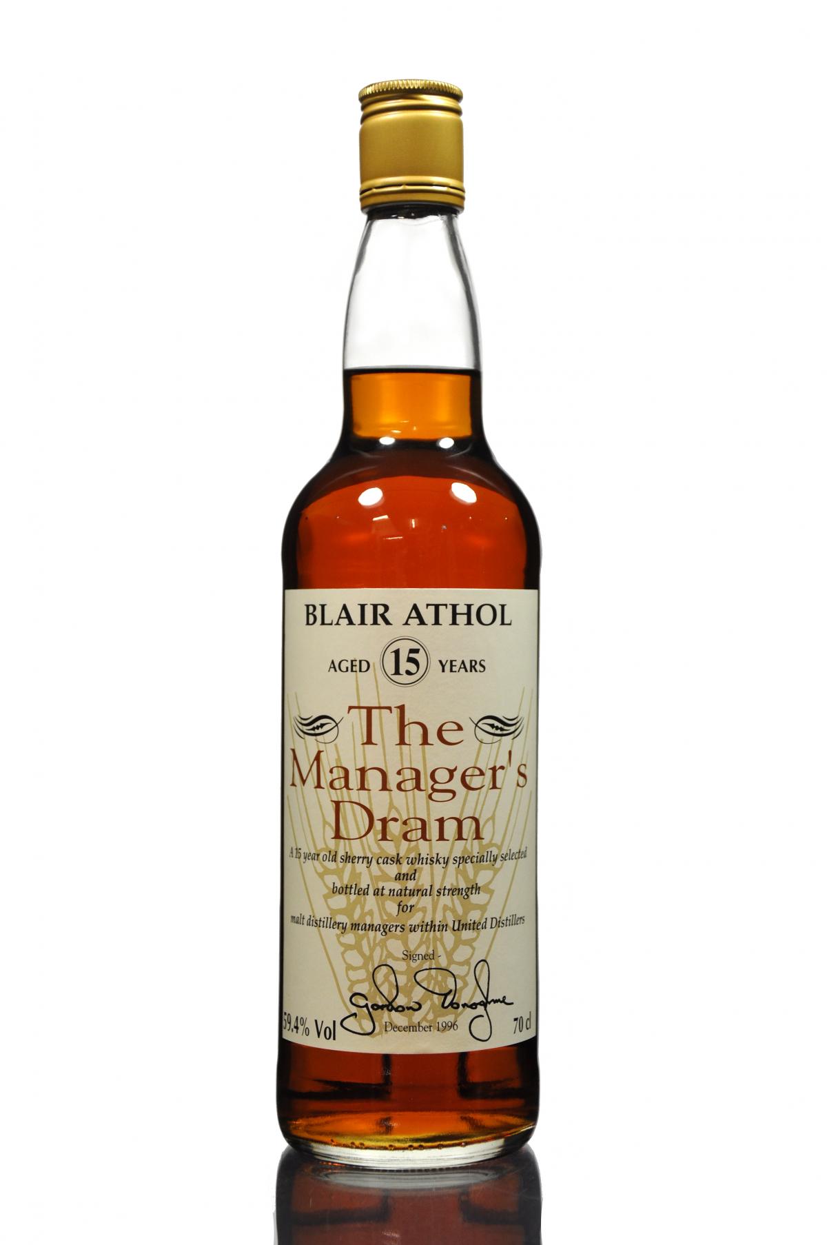 Blair Athol 15 Year Old - Managers Dram 1996