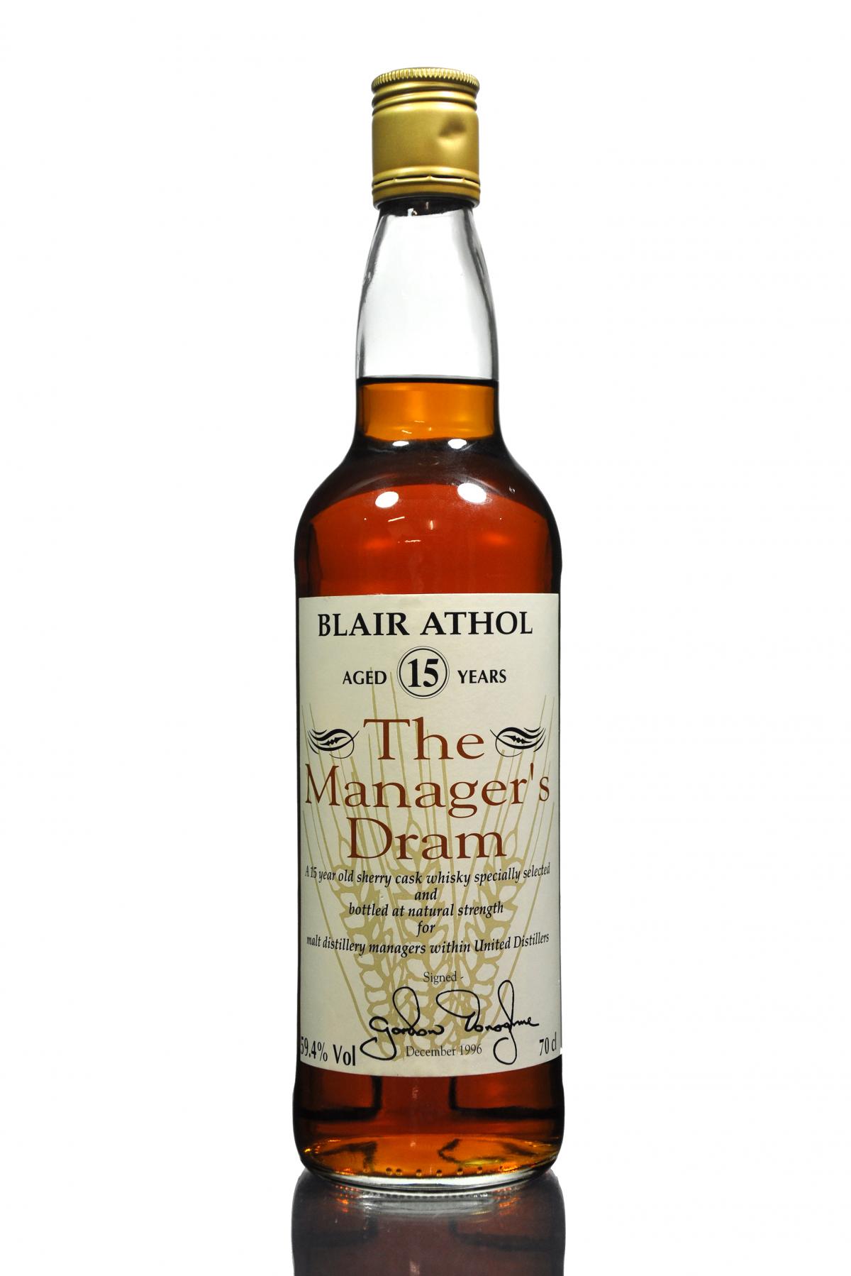 Blair Athol 15 Year Old - Managers Dram 1996