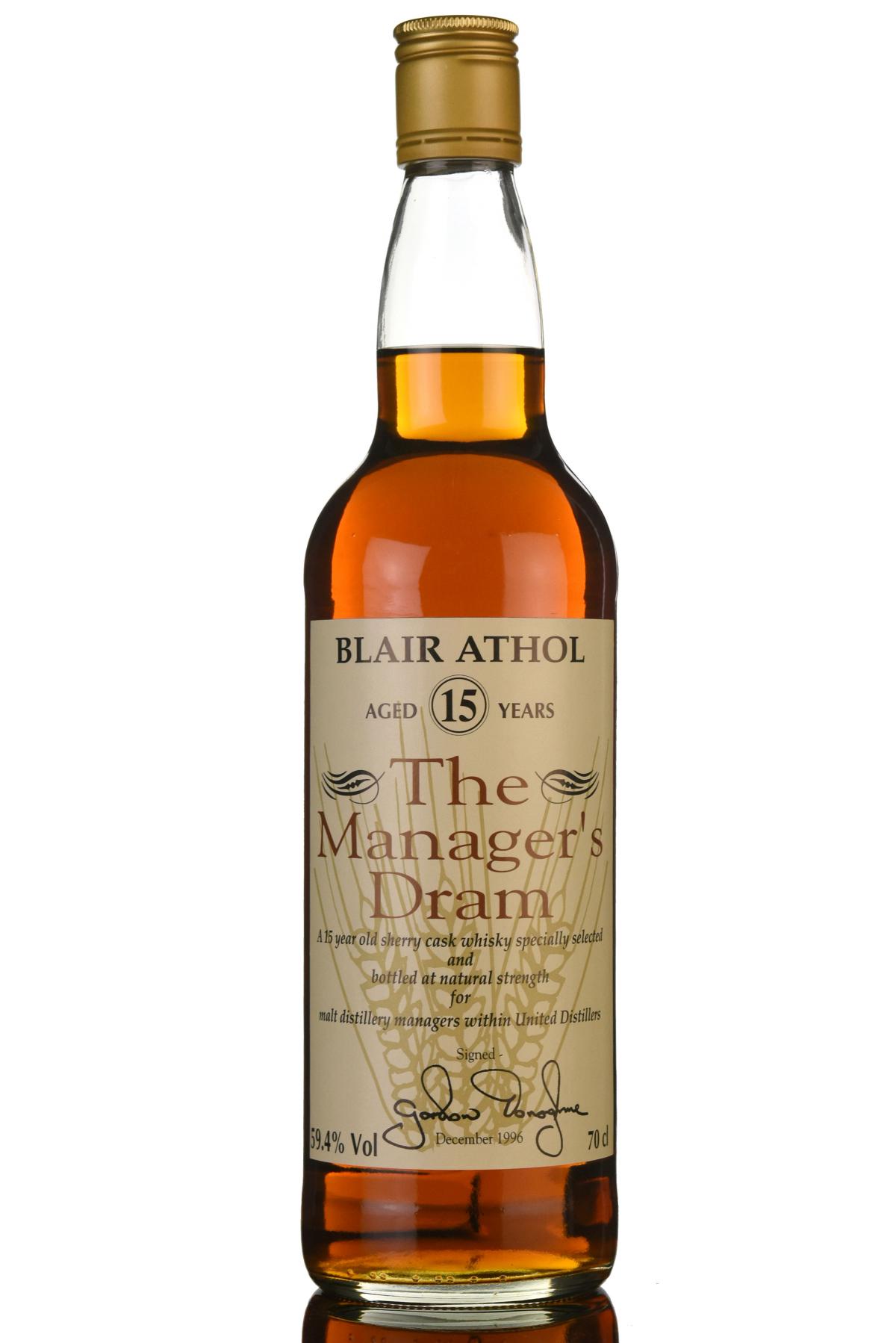 Blair Athol 15 Year Old - Managers Dram 1996