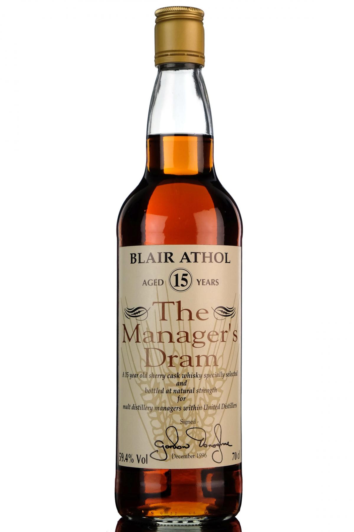 Blair Athol 15 Year Old - Managers Dram 1996