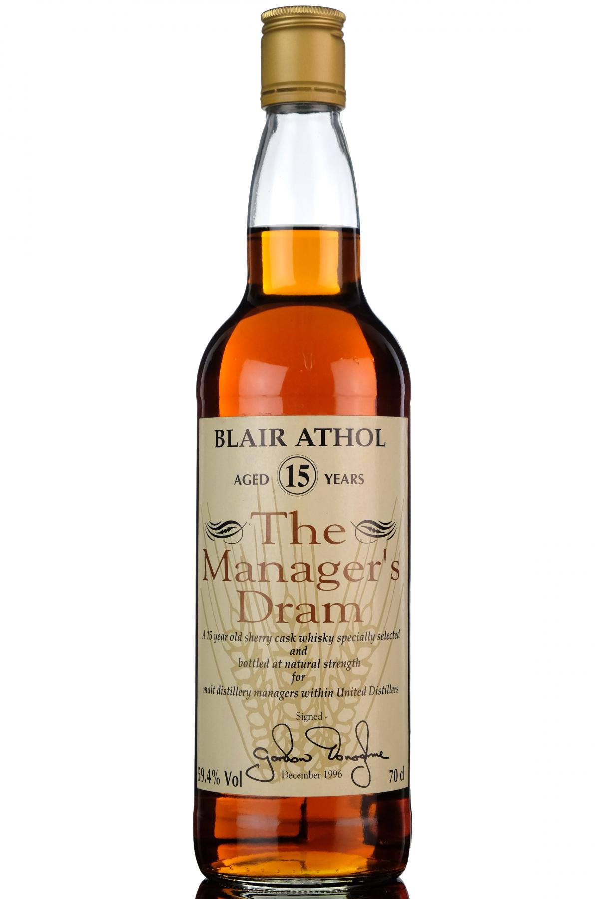 Blair Athol 15 Year Old - Managers Dram 1996