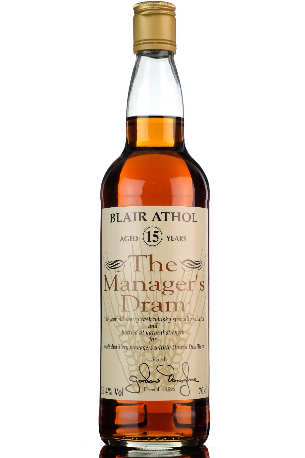 Blair Athol 15 Year Old - Managers Dram 1996