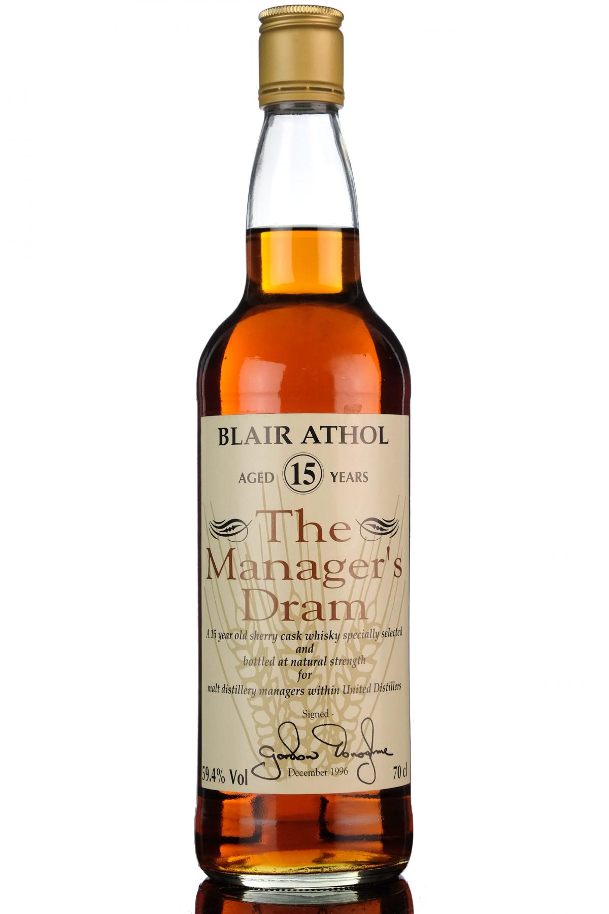 Blair Athol 15 Year Old - Managers Dram 1996