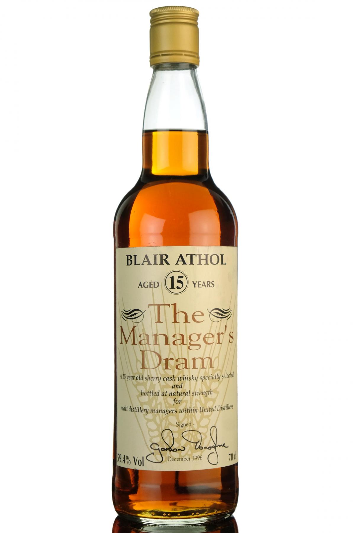 Blair Athol 15 Year Old - Managers Dram 1996