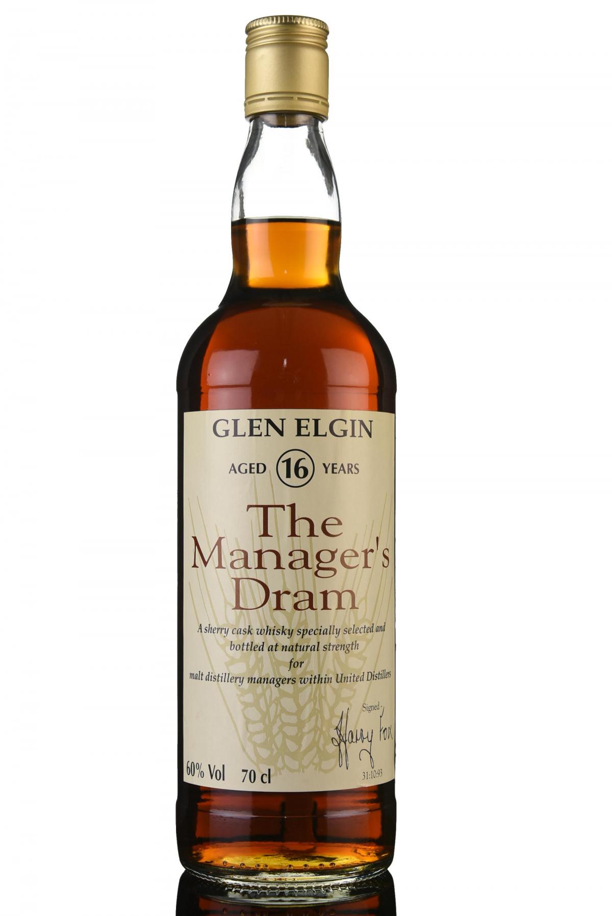 Glen Elgin 16 Year Old - Managers Dram 1993
