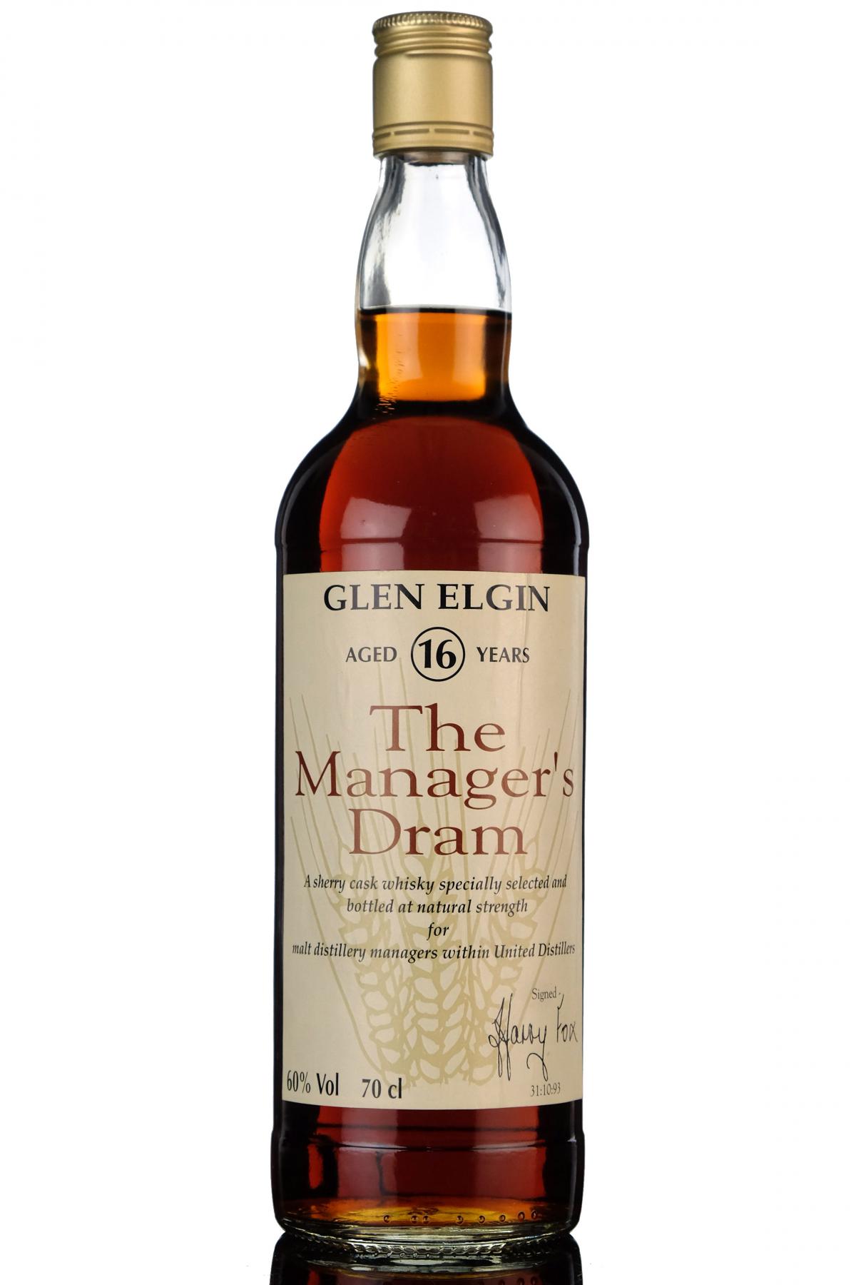 Glen Elgin 16 Year Old - Managers Dram 1993