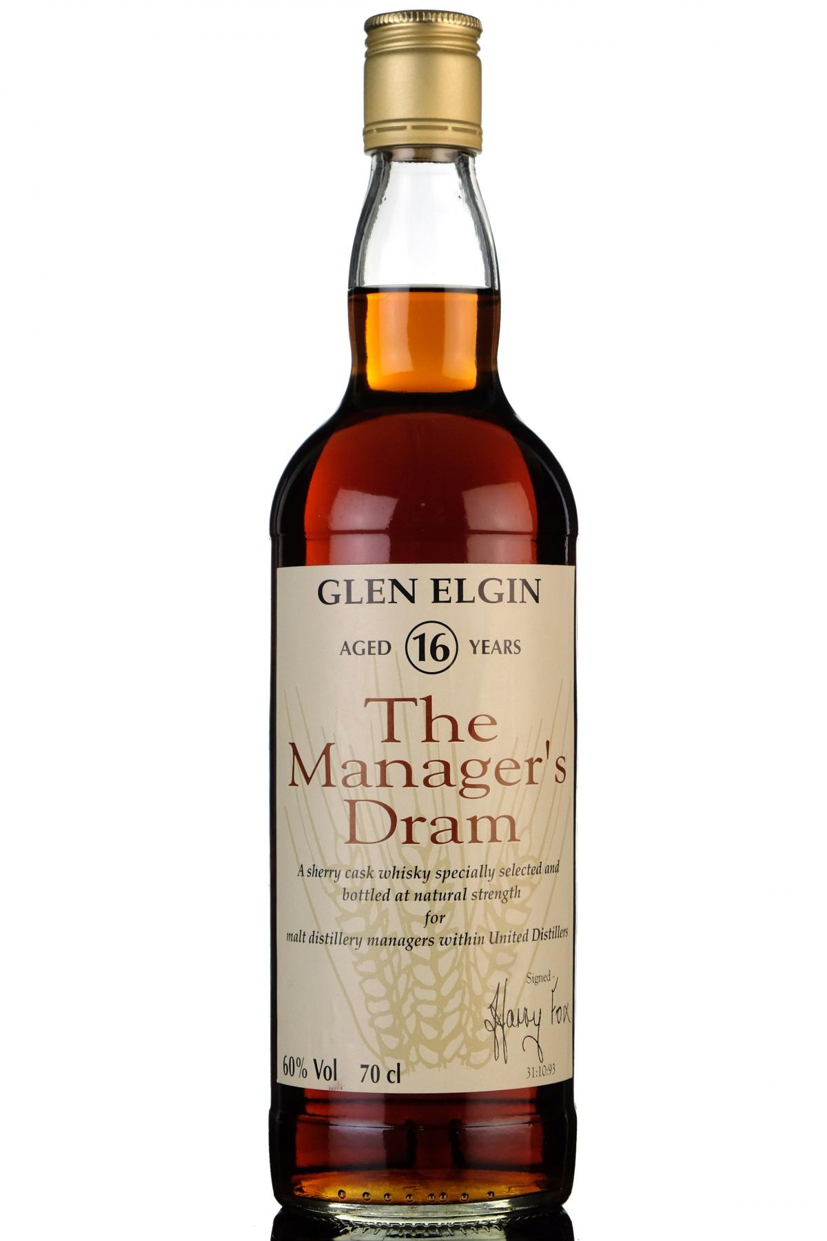 Glen Elgin 16 Year Old - Managers Dram 1993